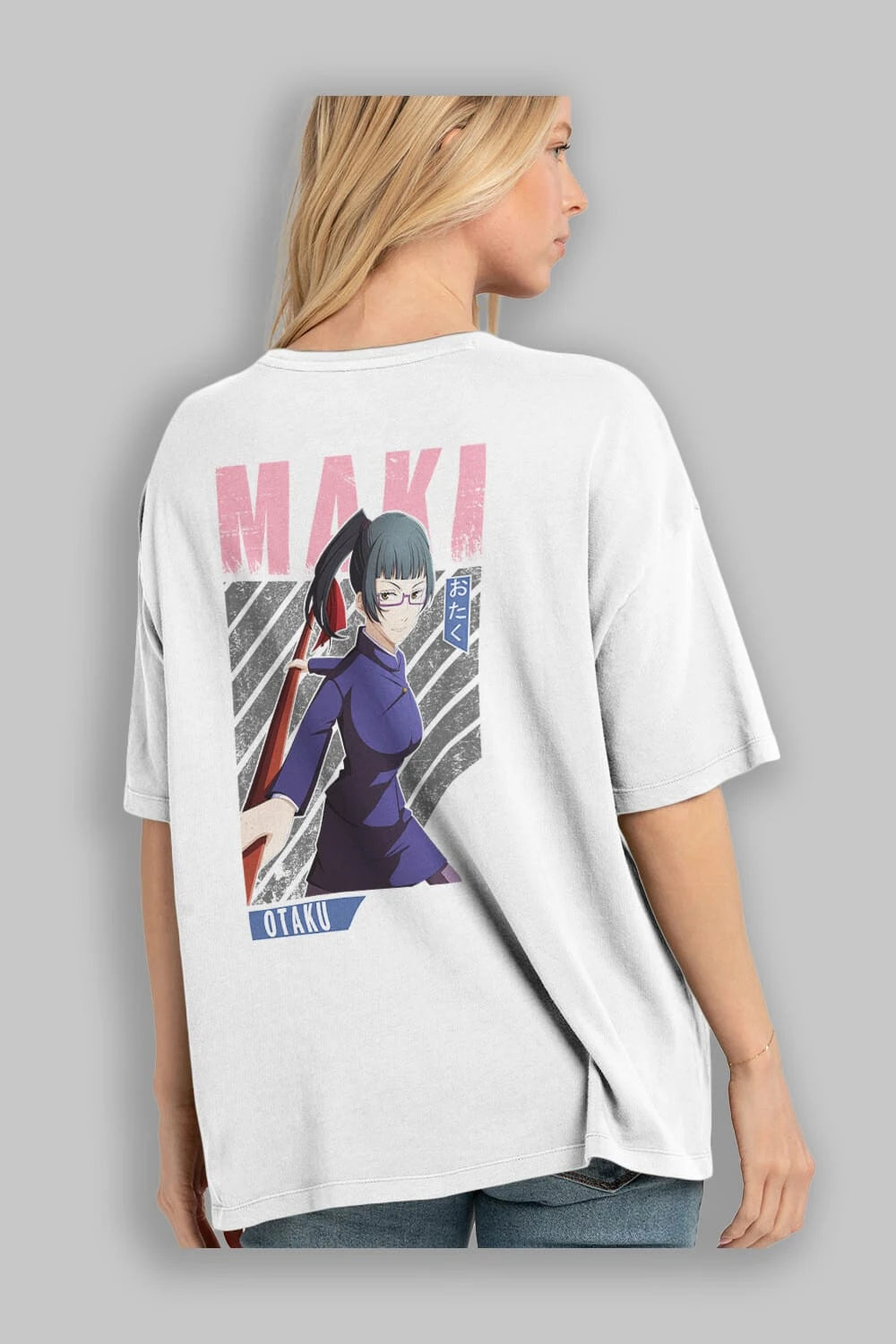 Maki Zenin CHAINSAWMAN Anime Arka Baskılı Oversize t-shirt Erkek Kadın Unisex