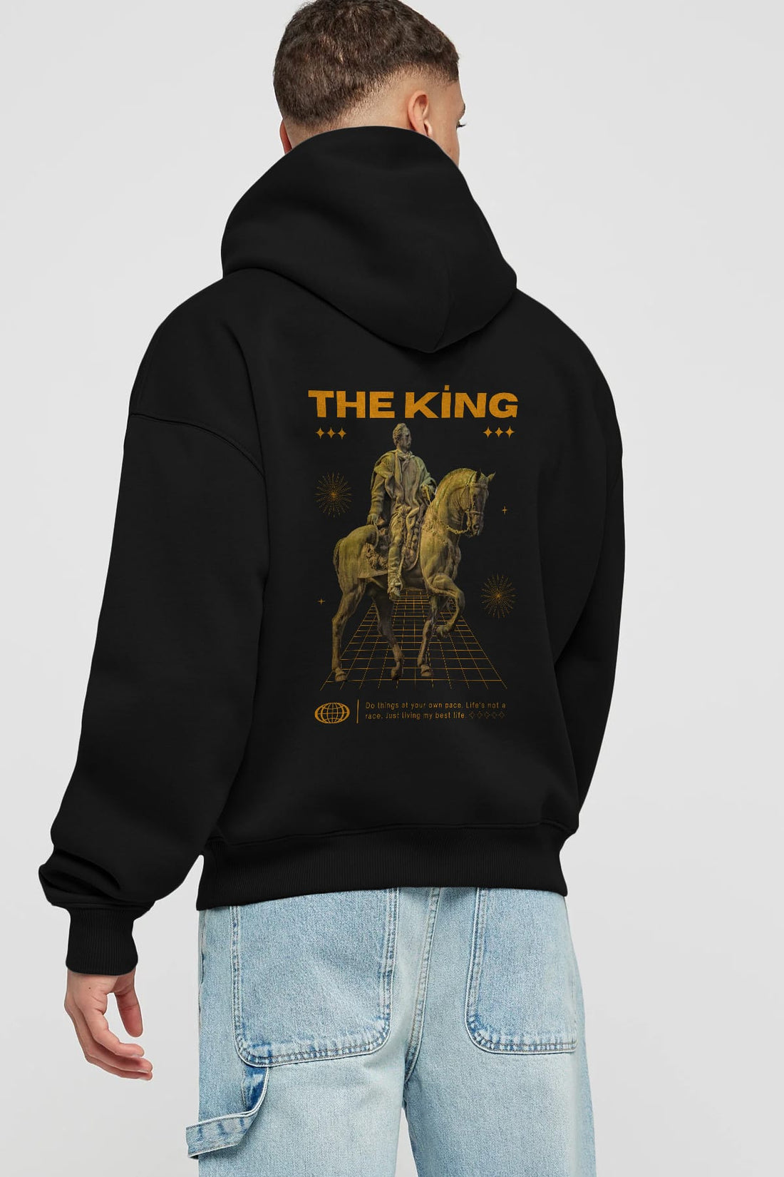 The King Yazılı Arka Baskılı Oversize Hoodie Kapüşonlu Sweatshirt Erkek Kadın Unisex