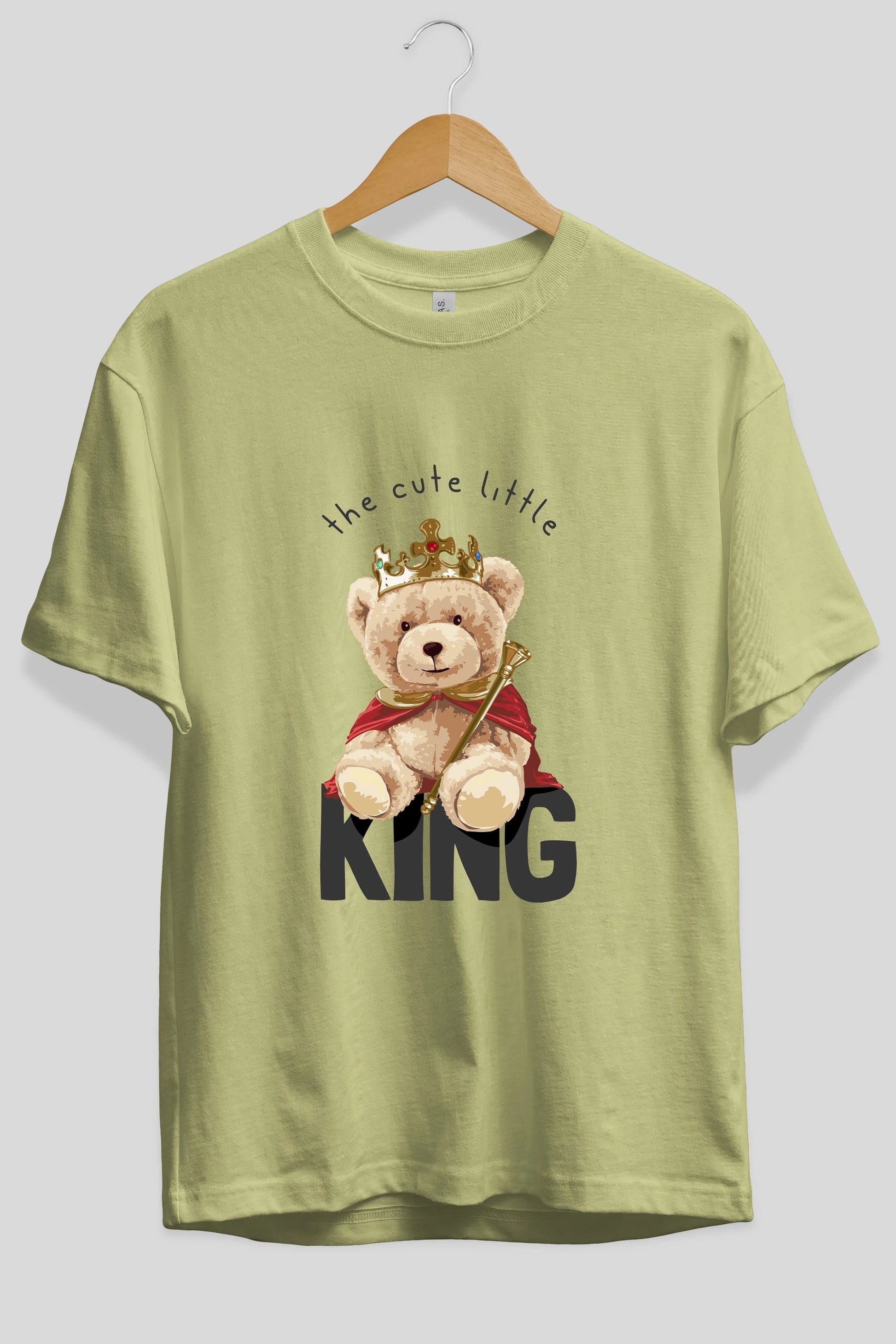 Teddy Bear King Ön Baskılı Oversize t-shirt Erkek Kadın Unisex %100 Pamuk