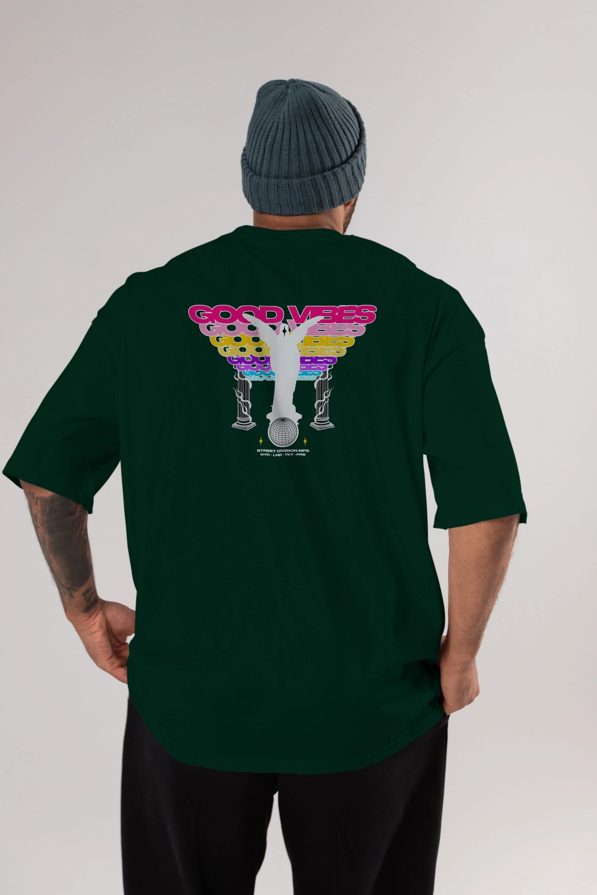 Good Vibes Arka Baskılı Oversize t-shirt Erkek Kadın Unisex