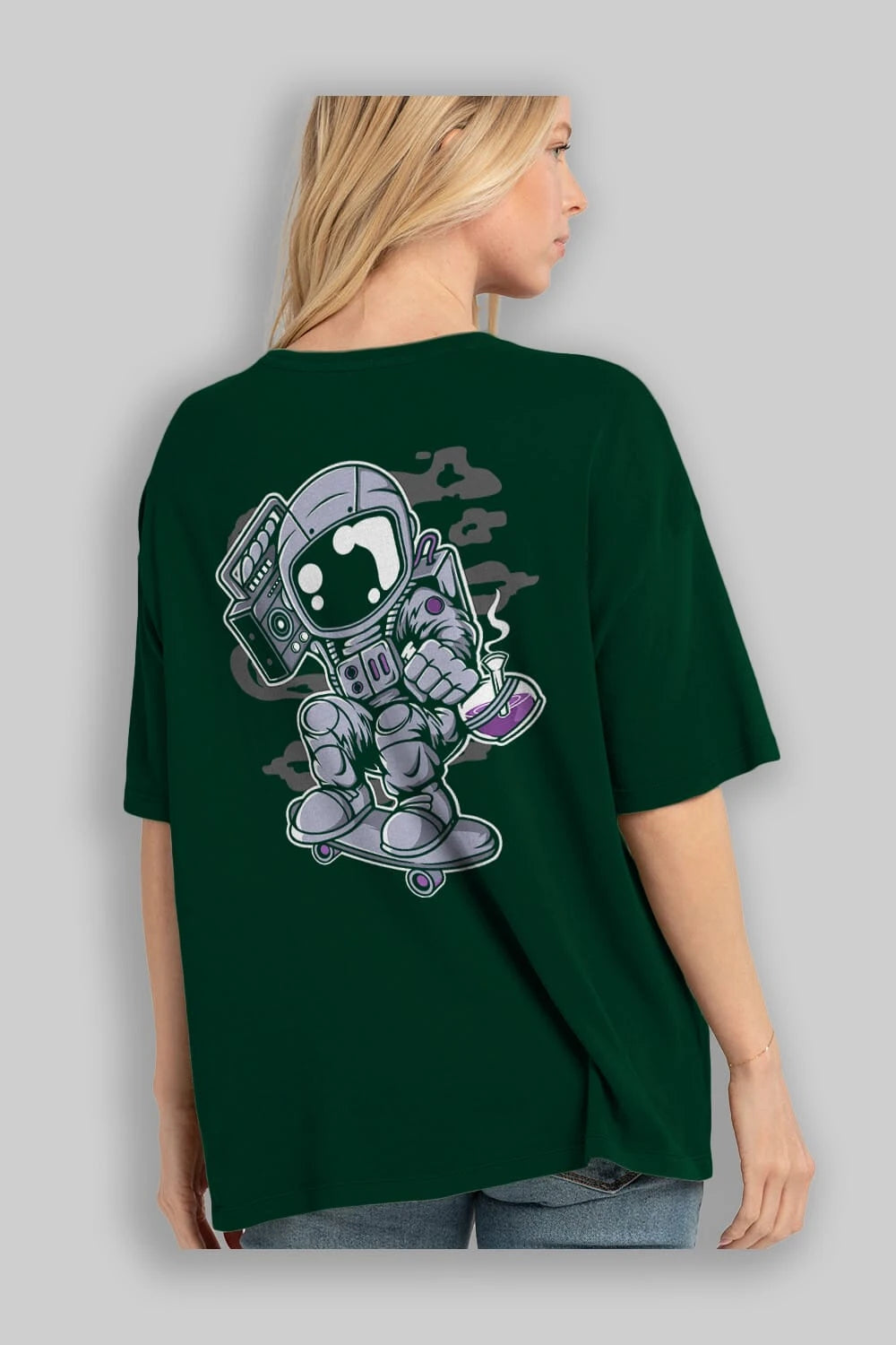 Astroanut Skater Boombox Arka Baskılı Oversize t-shirt Erkek Kadın Unisex