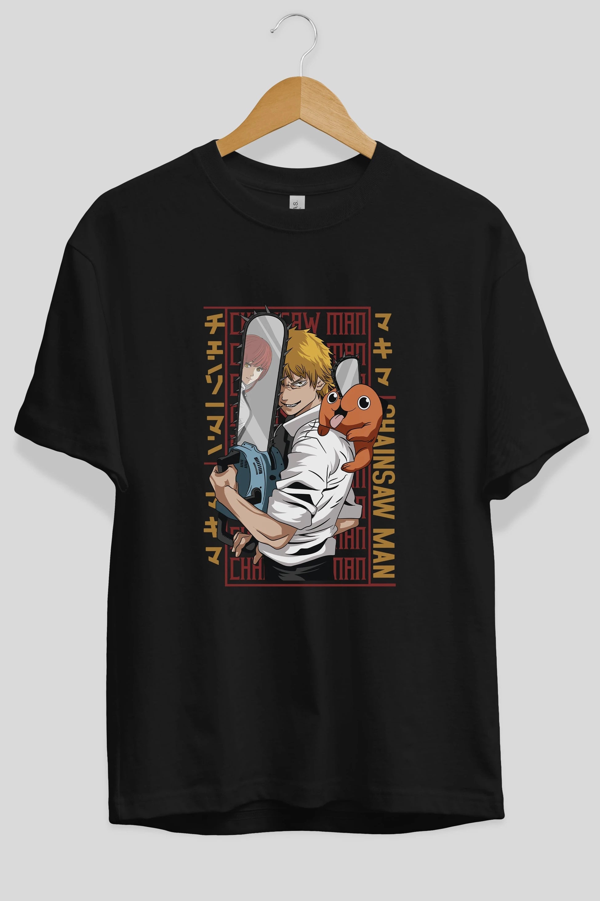 Chainsaw DENJI Anime Ön Baskılı Oversize t-shirt %100 pamuk Erkek Kadın Unisex