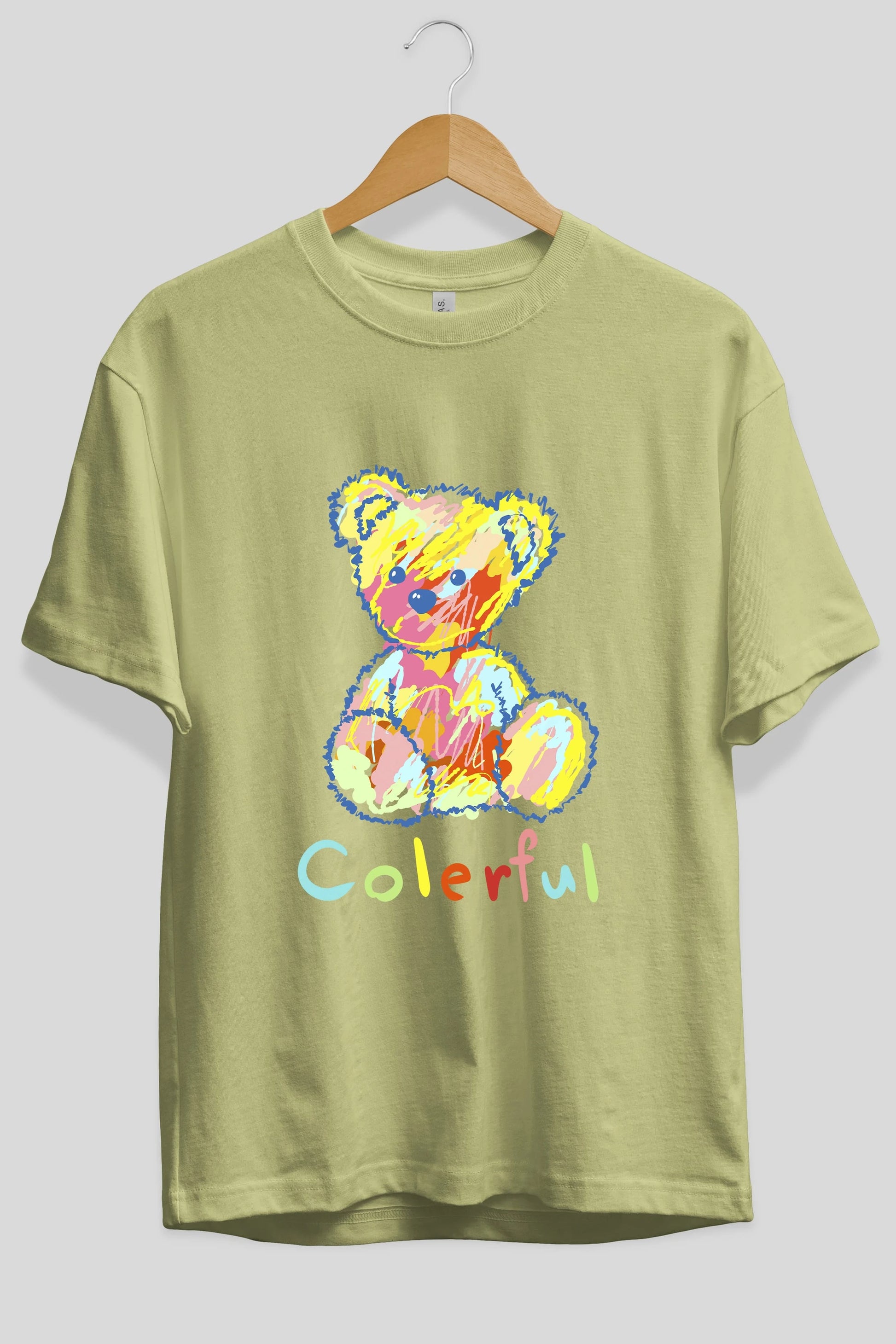 Colerful Bear Ön Baskılı Oversize t-shirt Erkek Kadın Unisex