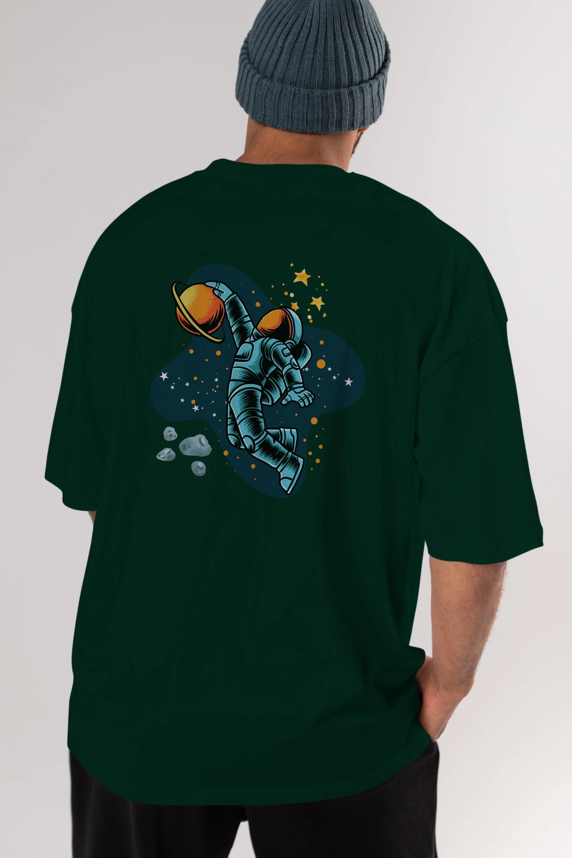Astronot Basketbol Arka Baskılı Oversize t-shirt Erkek Kadın Unisex