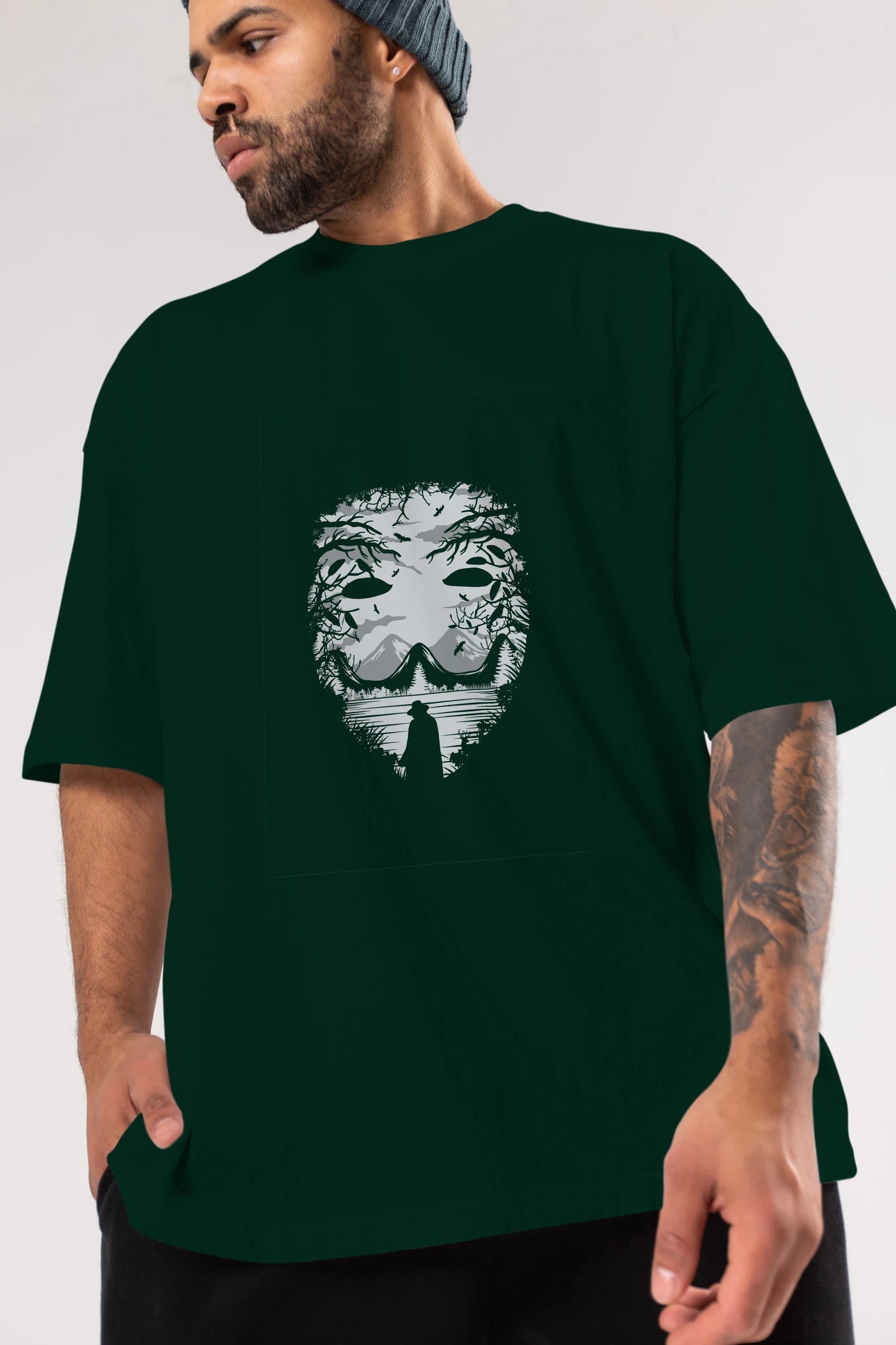 The Mask (2) Ön Baskılı Oversize t-shirt %100 pamuk Erkek Kadın Unisex