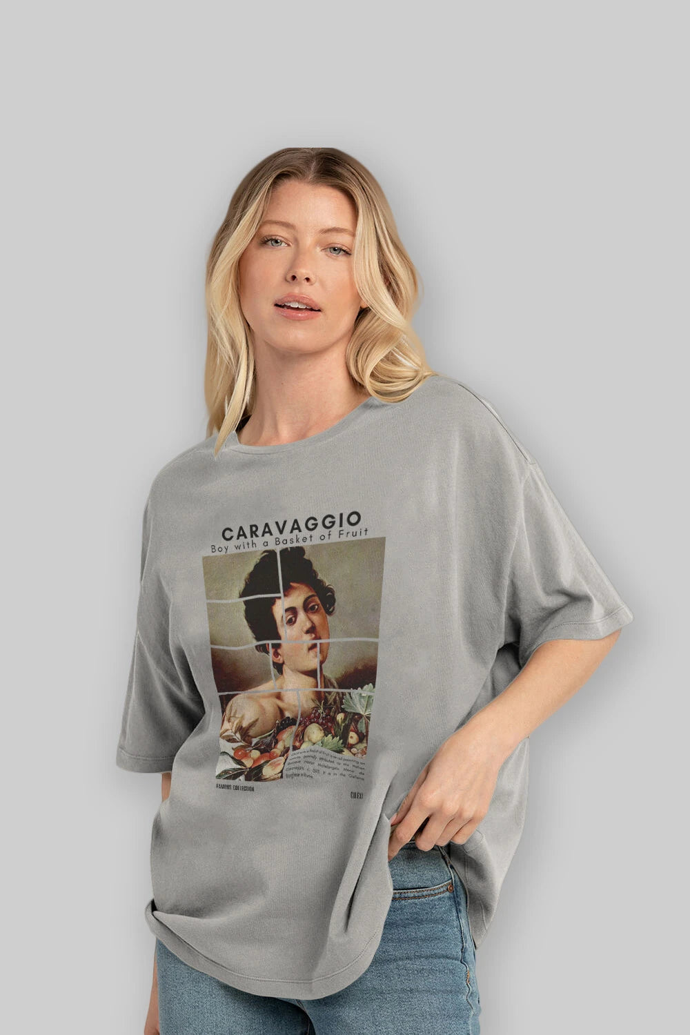Caravaggio Boy ön Baskılı Oversize t-shirt Erkek Kadın Bisiklet Yaka Pamuk tişort
