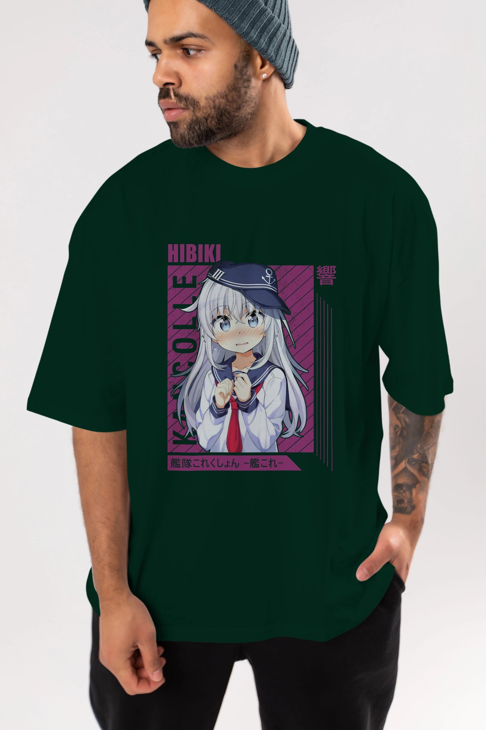 Hibiki 4 Anime Ön Baskılı Oversize t-shirt %100 pamuk Erkek Kadın Unisex