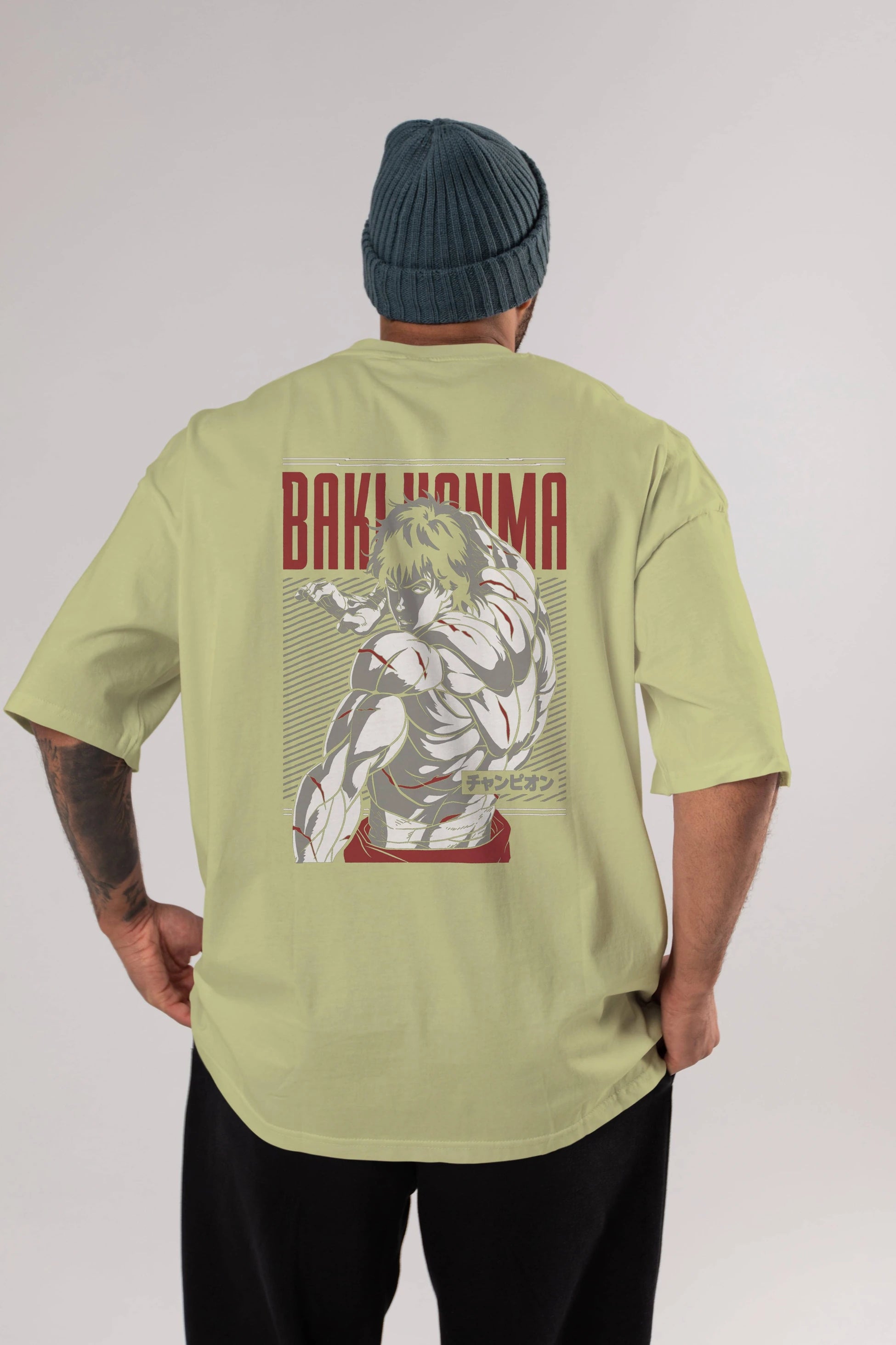 BAKI HANMA Anime Arka Baskılı Oversize t-shirt Erkek Kadın Unisex