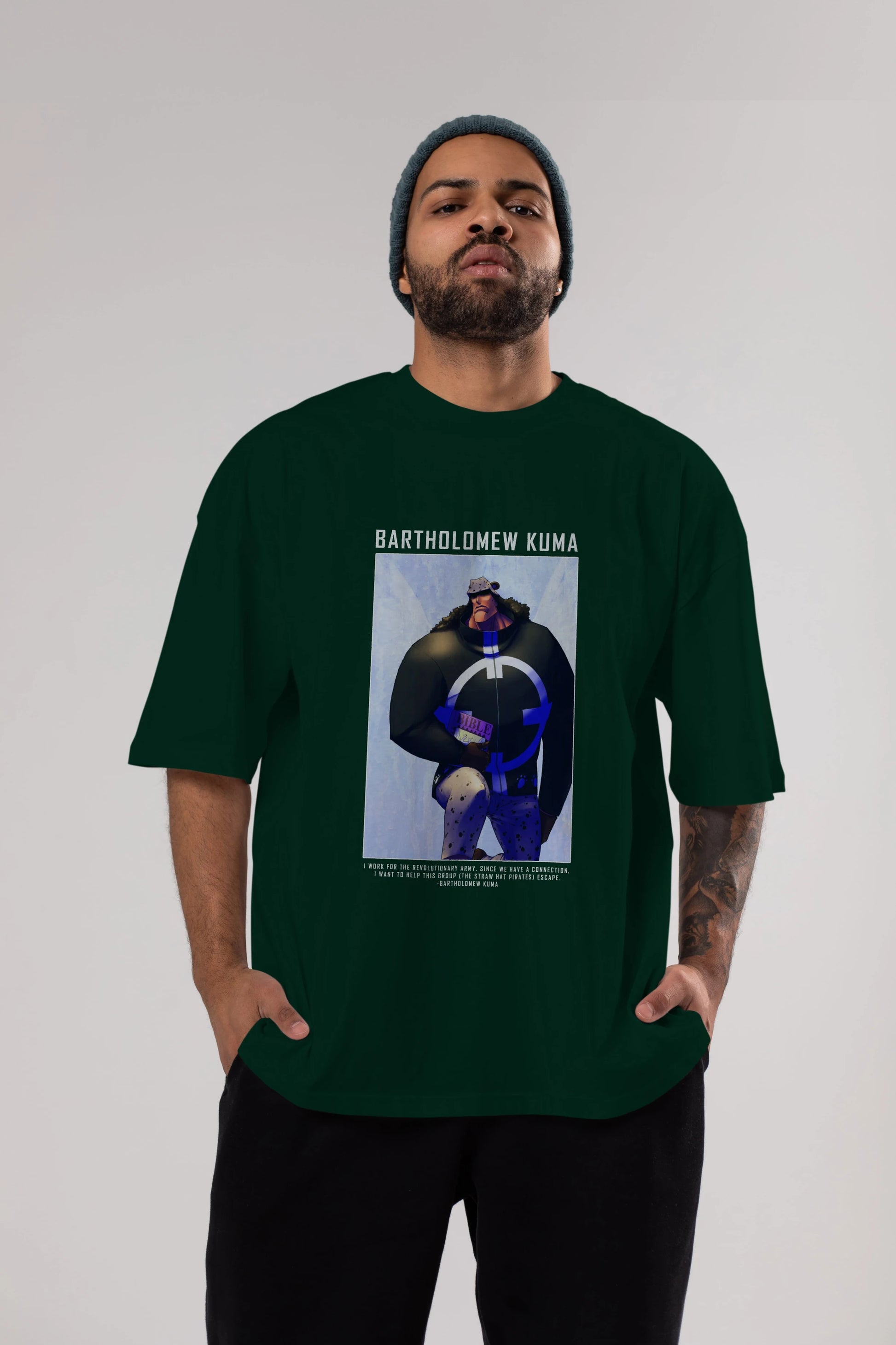 Bartholomew Kuma Anime Ön Baskılı Oversize t-shirt Erkek Kadın Unisex