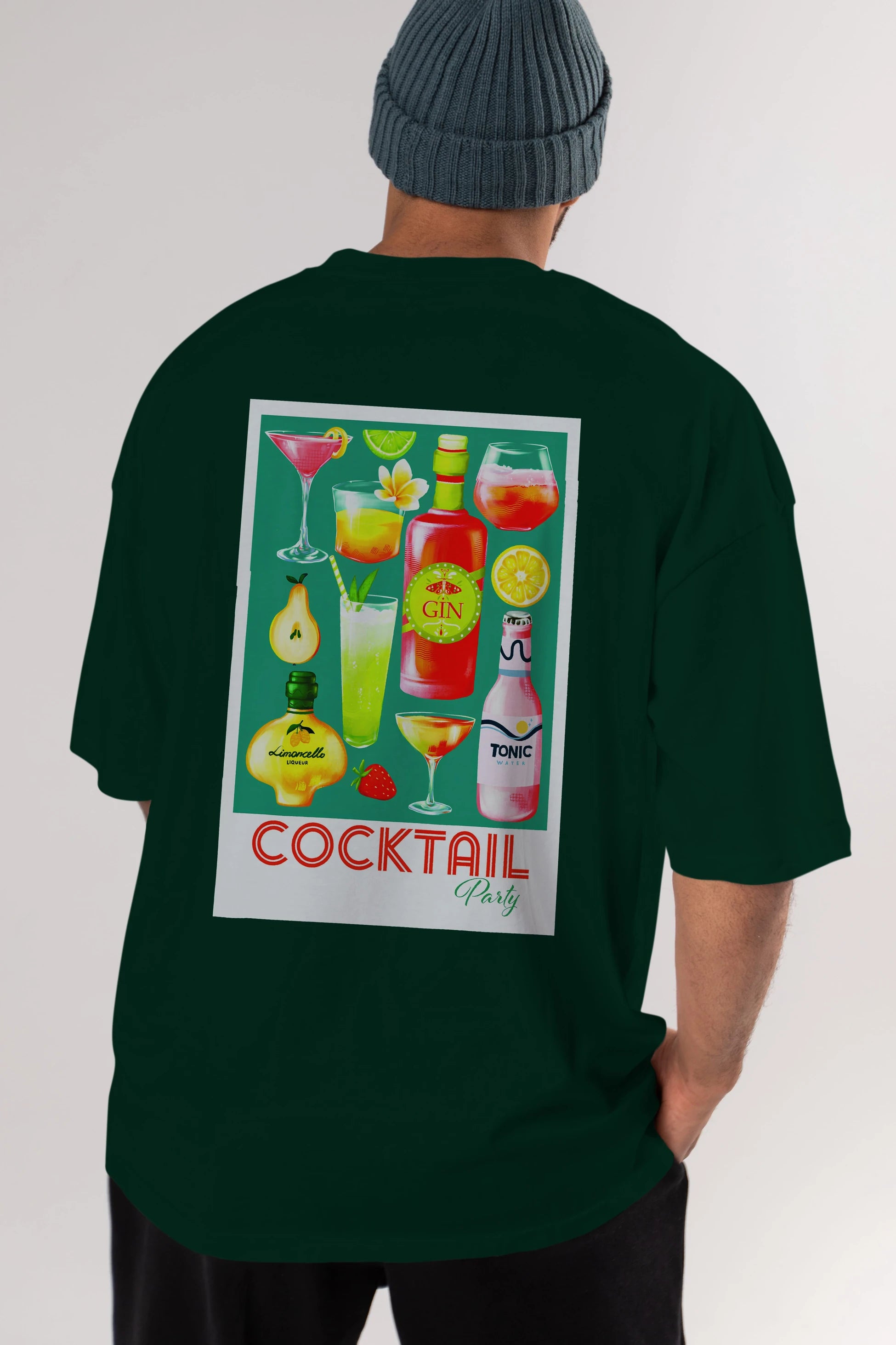 Cocktail Party 2 Arka Baskılı Oversize t-shirt Erkek Kadın Unisex %100 Pamuk Bisiklet Yaka tişort