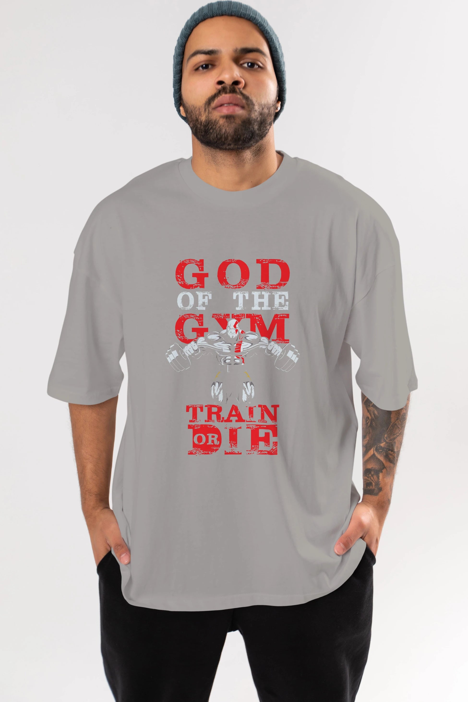 God of The GYM Ön Baskılı Oversize t-shirt Erkek Kadın Unisex %100 Pamuk Bisiklet Yaka tişort