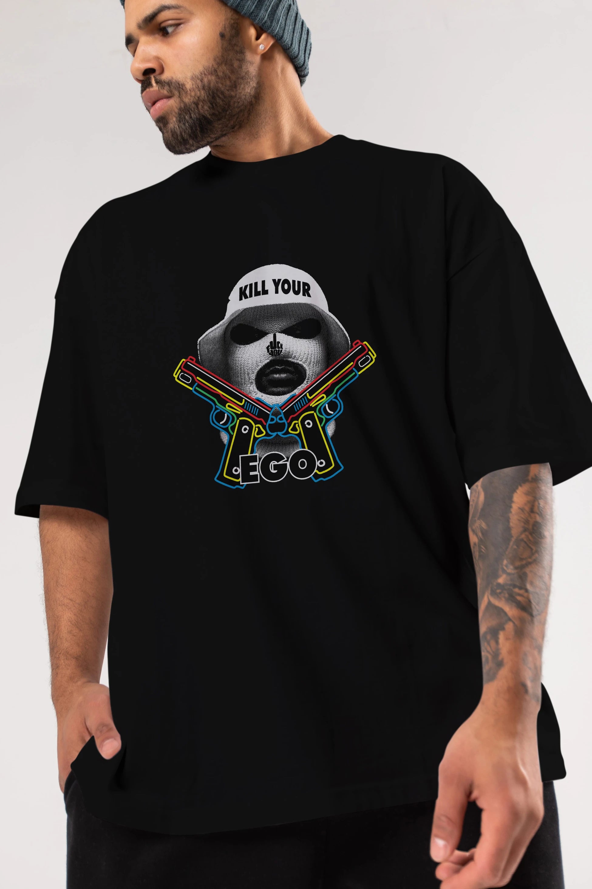 Kill Your Ego Ön Baskılı Oversize t-shirt Erkek Kadın Unisex