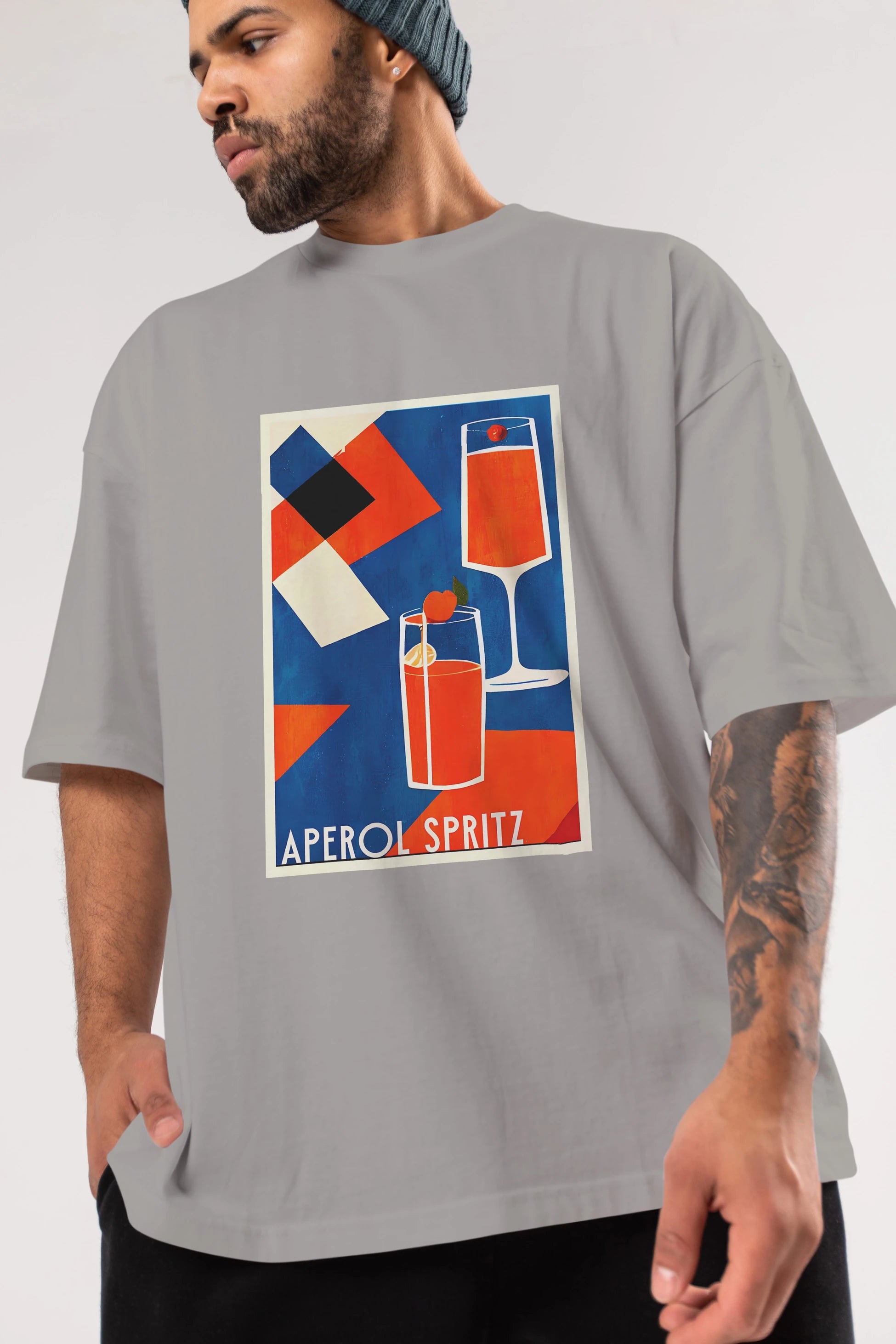Aperol Spritz 4 Ön Baskılı Oversize t-shirt Erkek Kadın Unisex %100 Pamuk Bisiklet Yaka tişort