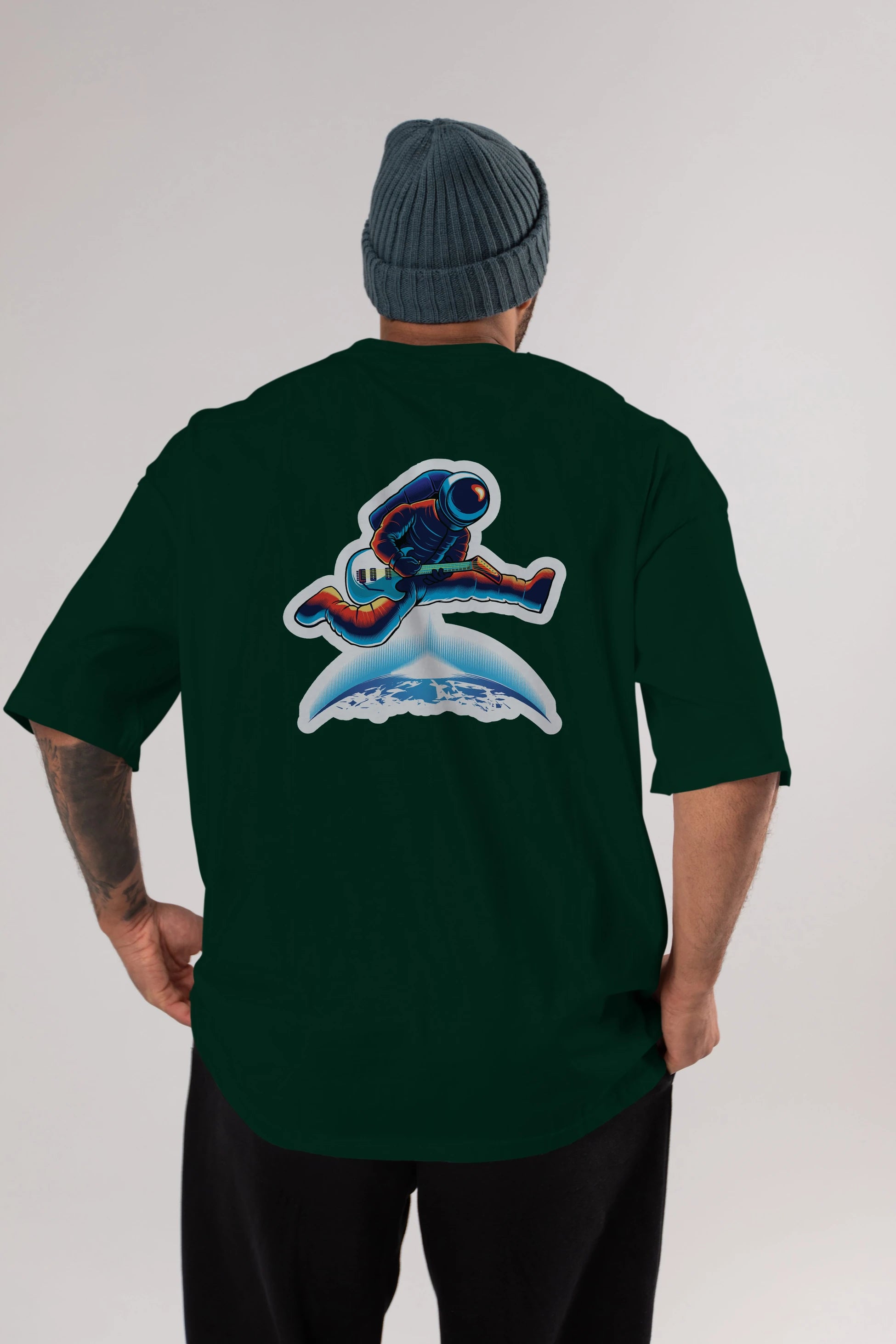 Astroguitar Sticker Arka Baskılı Oversize t-shirt Erkek Kadın Unisex
