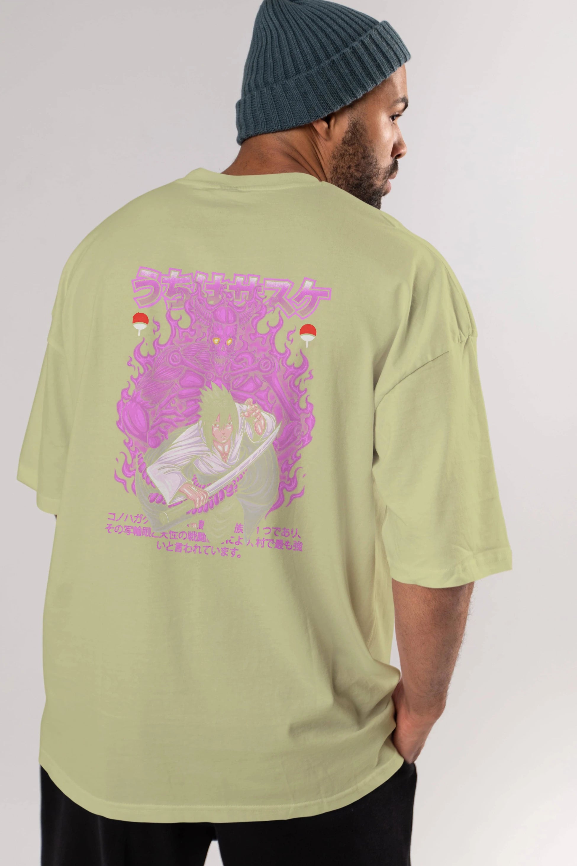 SASUKE UCHIHA NARUTO Anime Arka Baskılı Oversize t-shirt Erkek Kadın Unisex