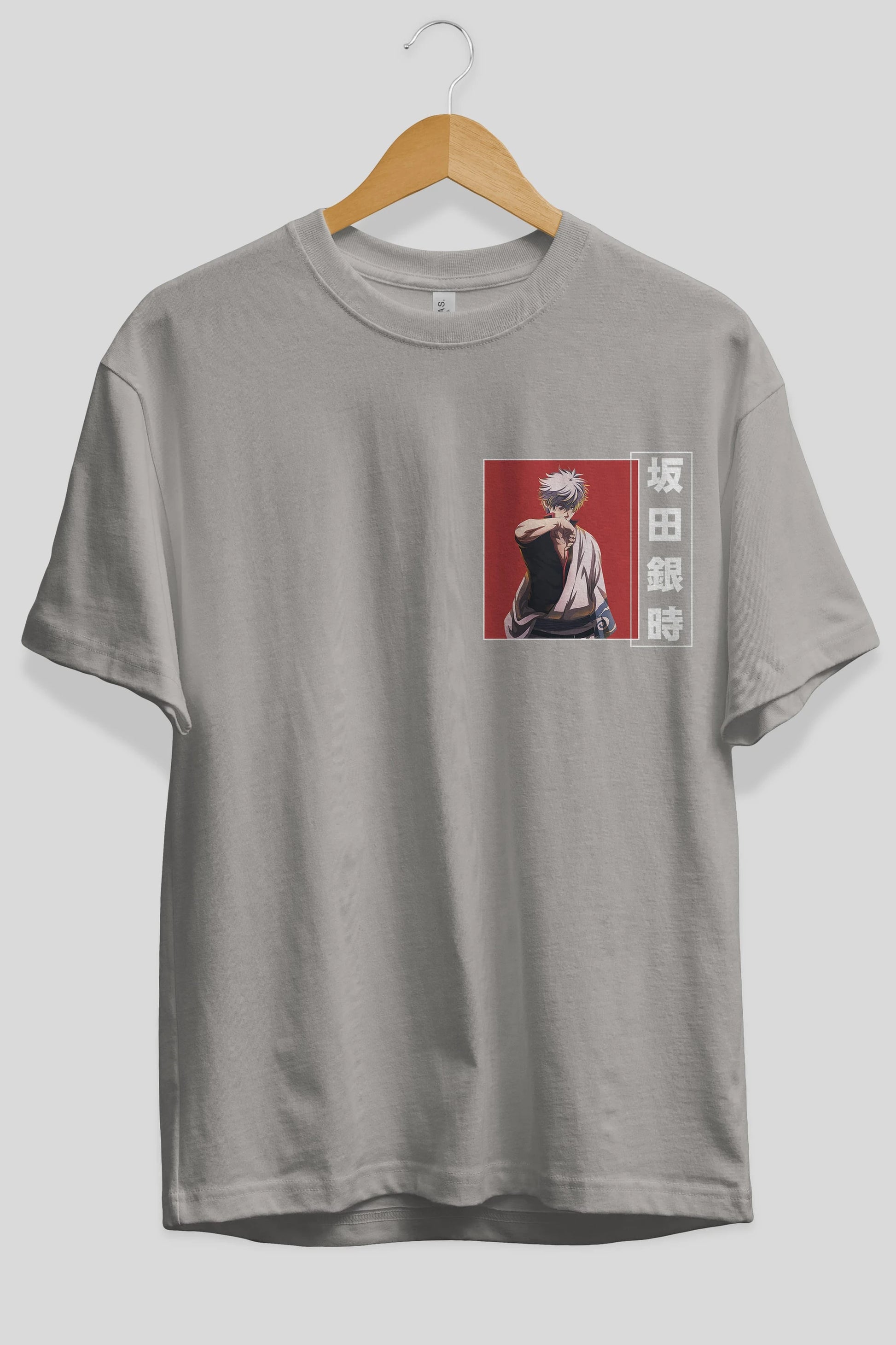Gintoki Sakata GINTAMA 1 Ön Sol Baskılı Oversize t-shirt Erkek Kadın Unisex %100 Pamuk Bisiklet Yaka tişort