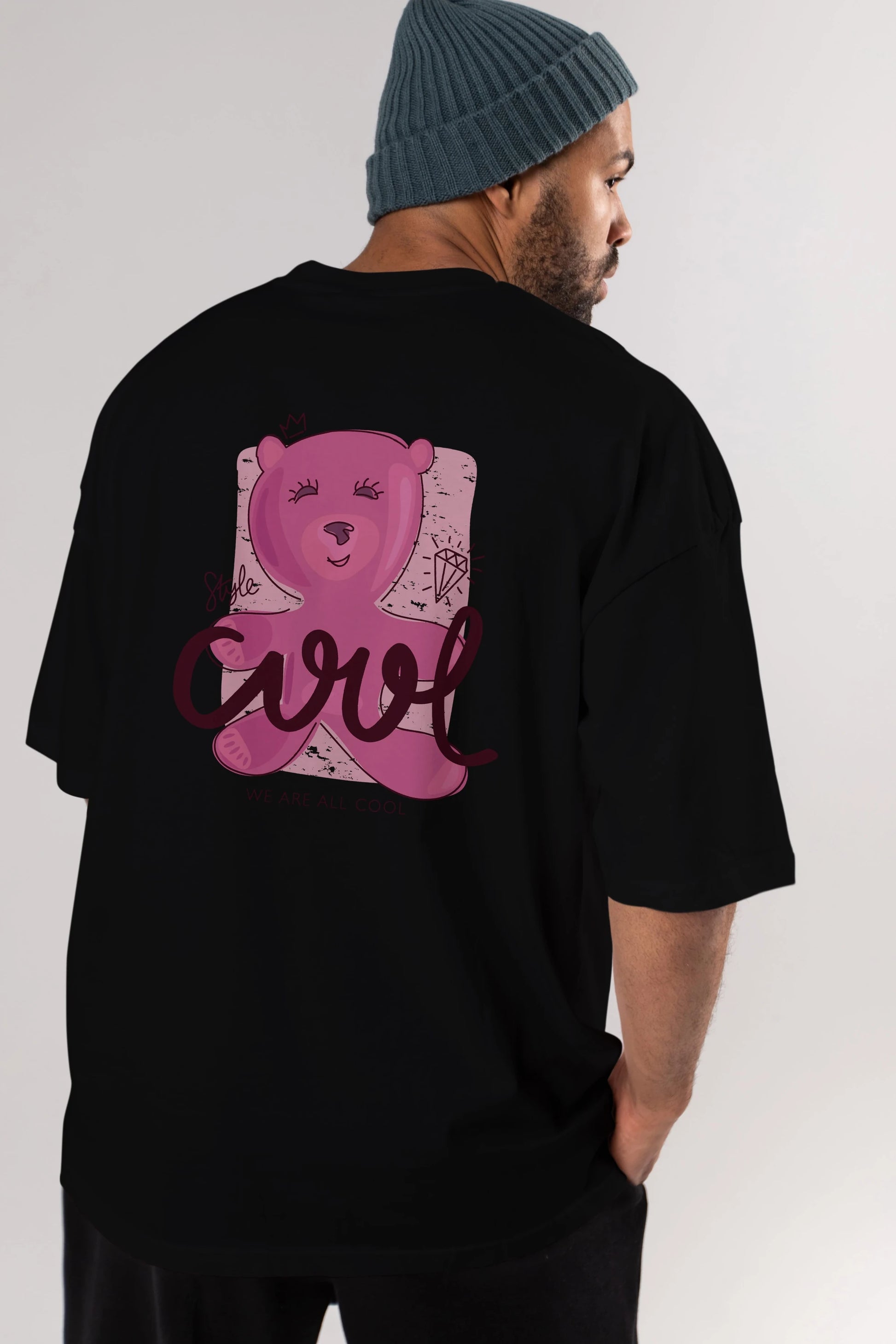 Cool Style Bear Arka Baskılı Oversize t-shirt Erkek Kadın Unisex