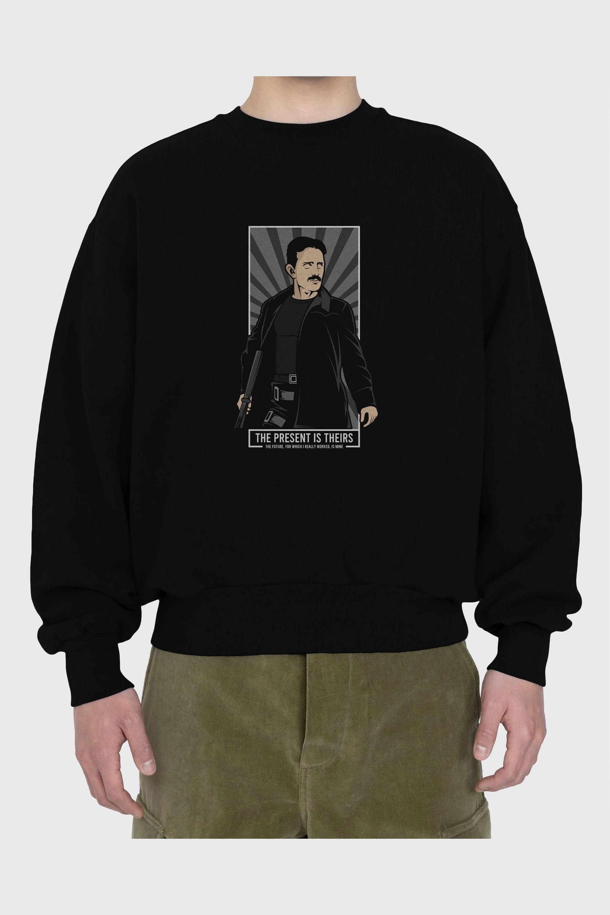 Tesla Matrix Ön Baskılı Oversize Sweatshirt Erkek Kadın Unisex