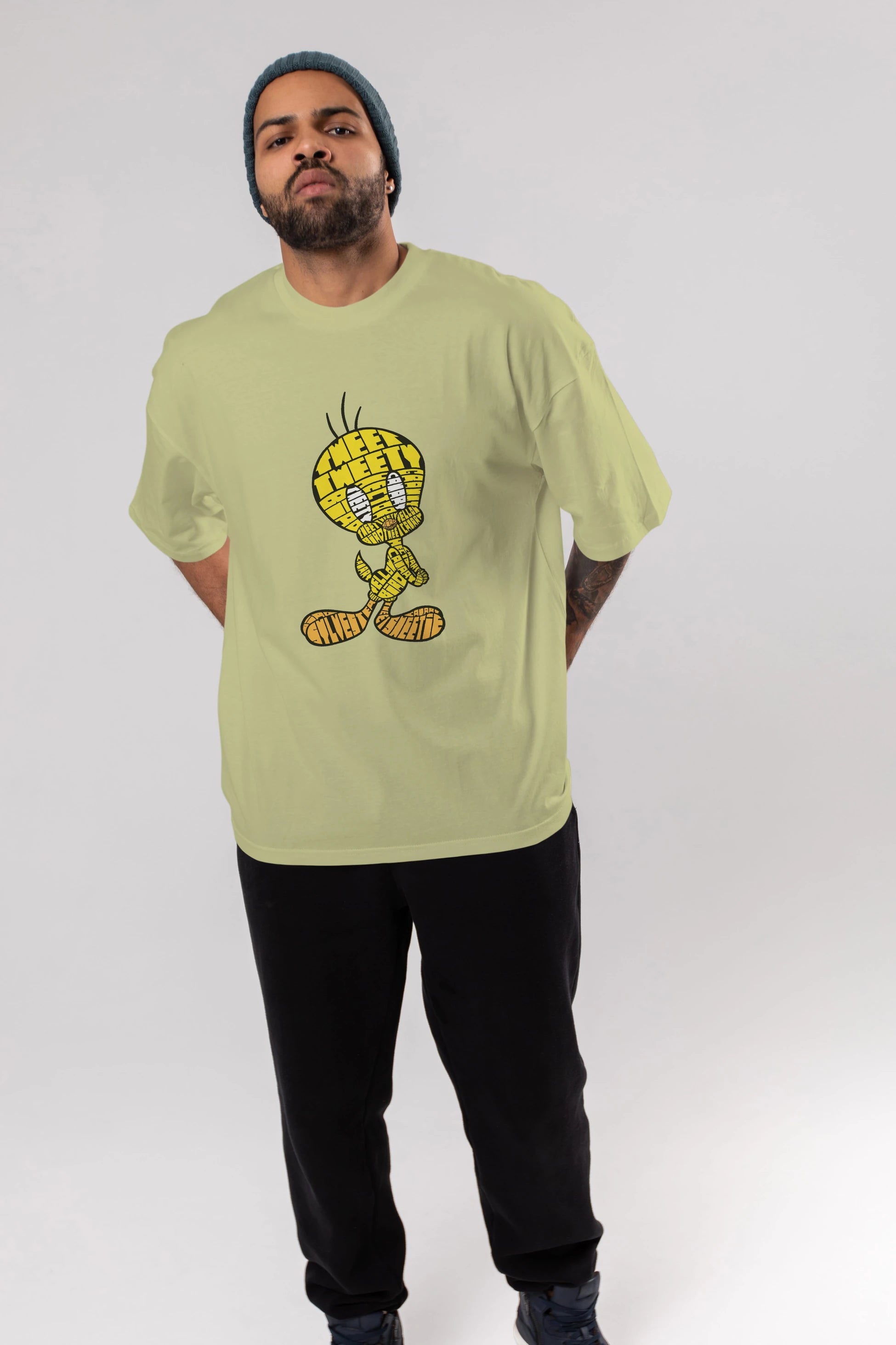 Tweety Ön Baskılı Oversize t-shirt %100 pamuk Erkek Kadın Unisex