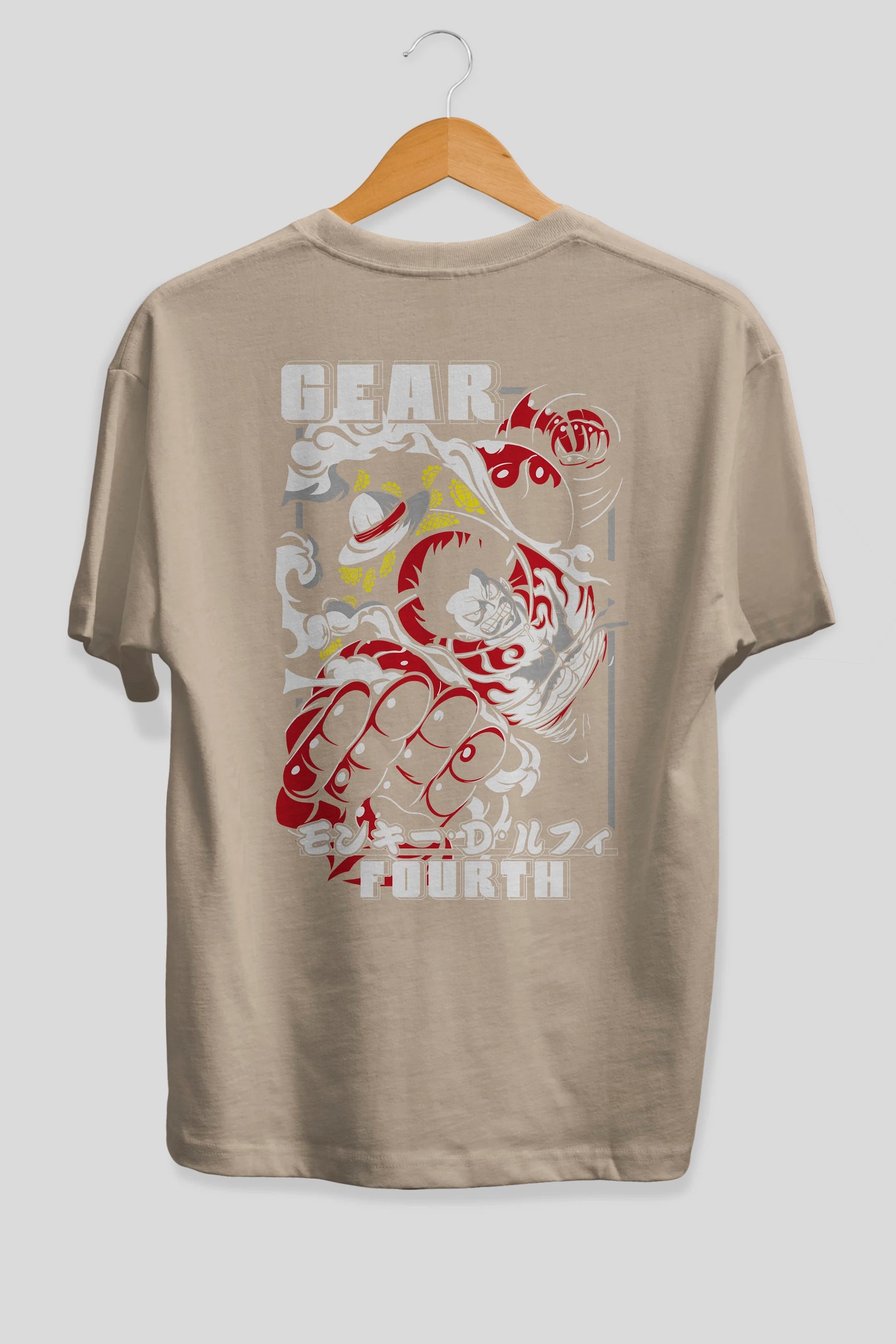 Luffy GEAR 4 Anime Arka Baskılı Oversize t-shirt Erkek Kadın Unisex %100 pamuk tişort