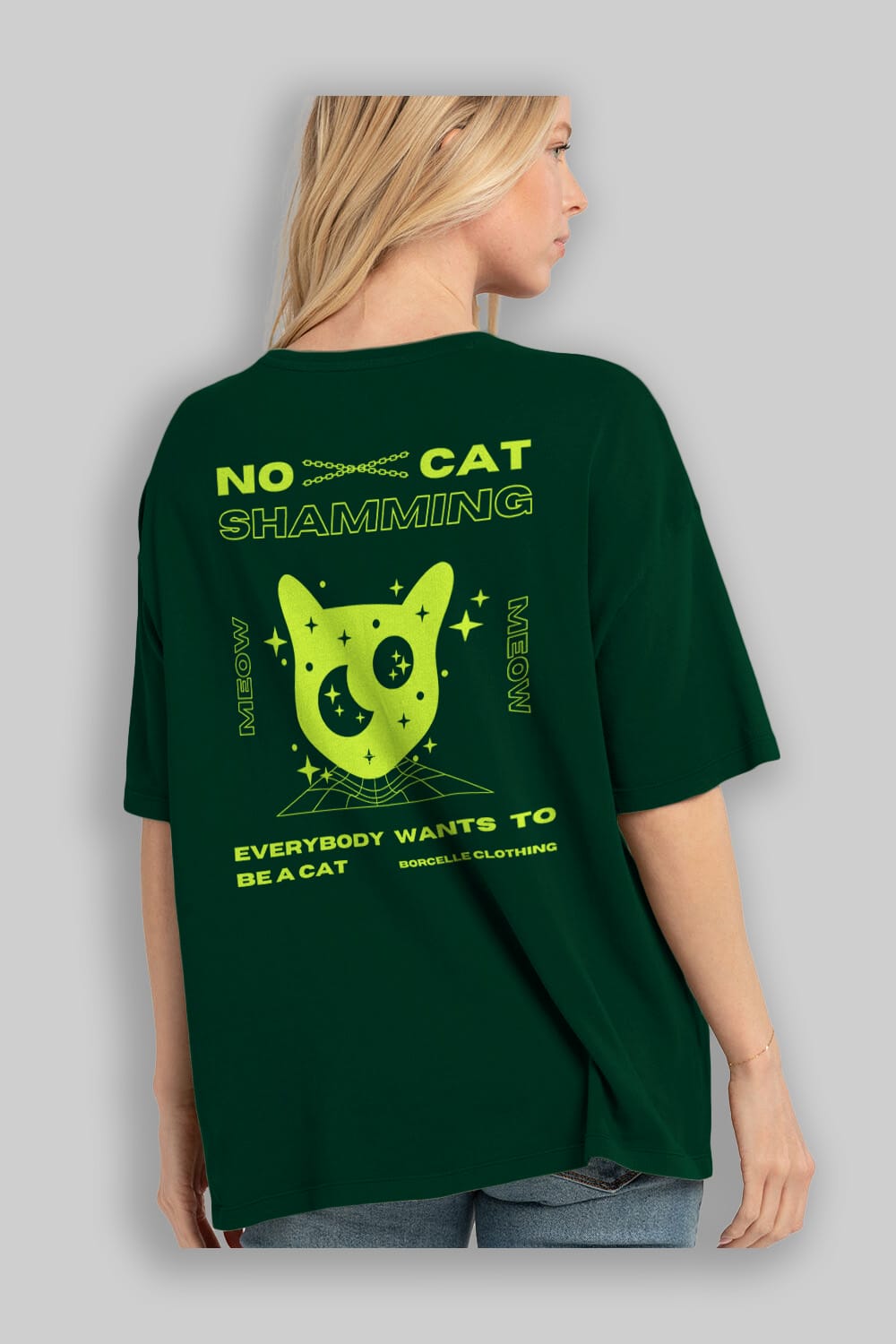No Cat Shamming Yazılı Arka Baskılı Oversize t-shirt Erkek Kadın Unisex