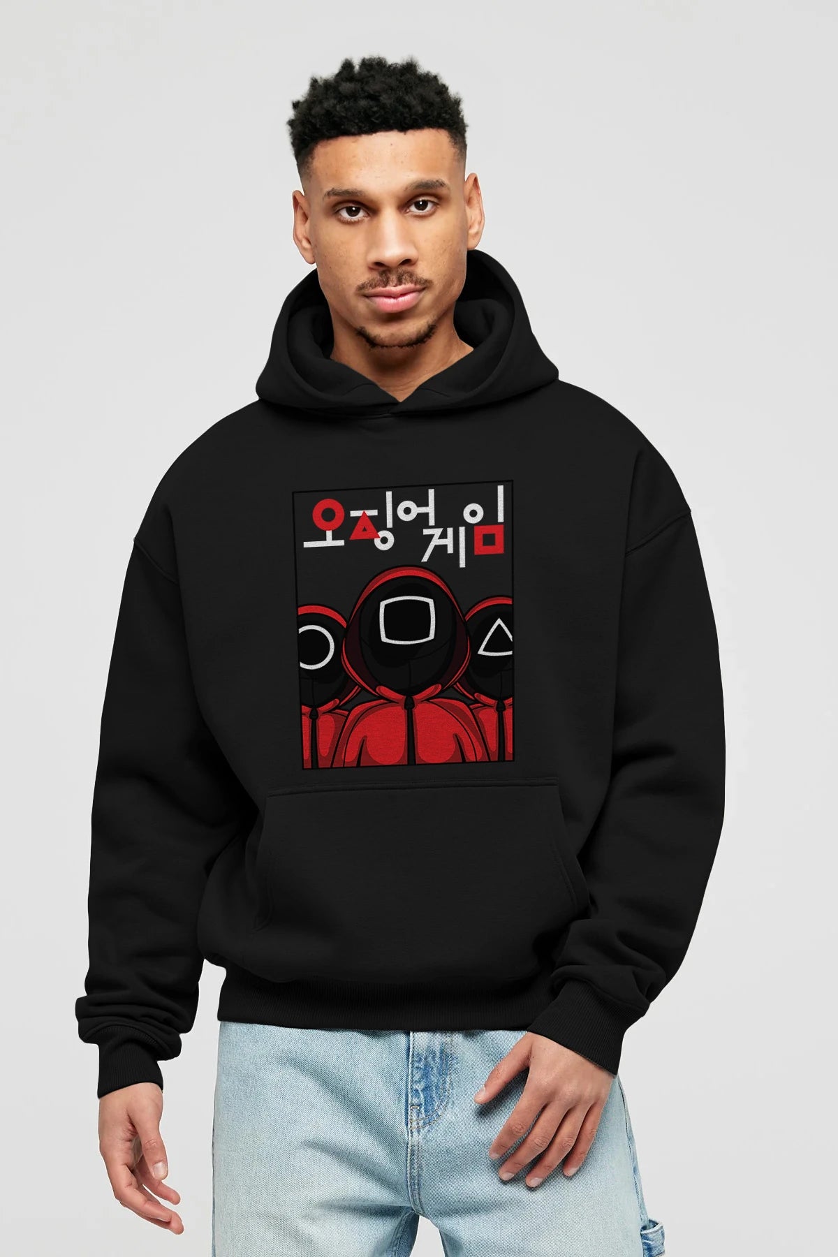 Squid Game (7) Ön Baskılı Hoodie Oversize Kapüşonlu Sweatshirt Erkek Kadın Unisex