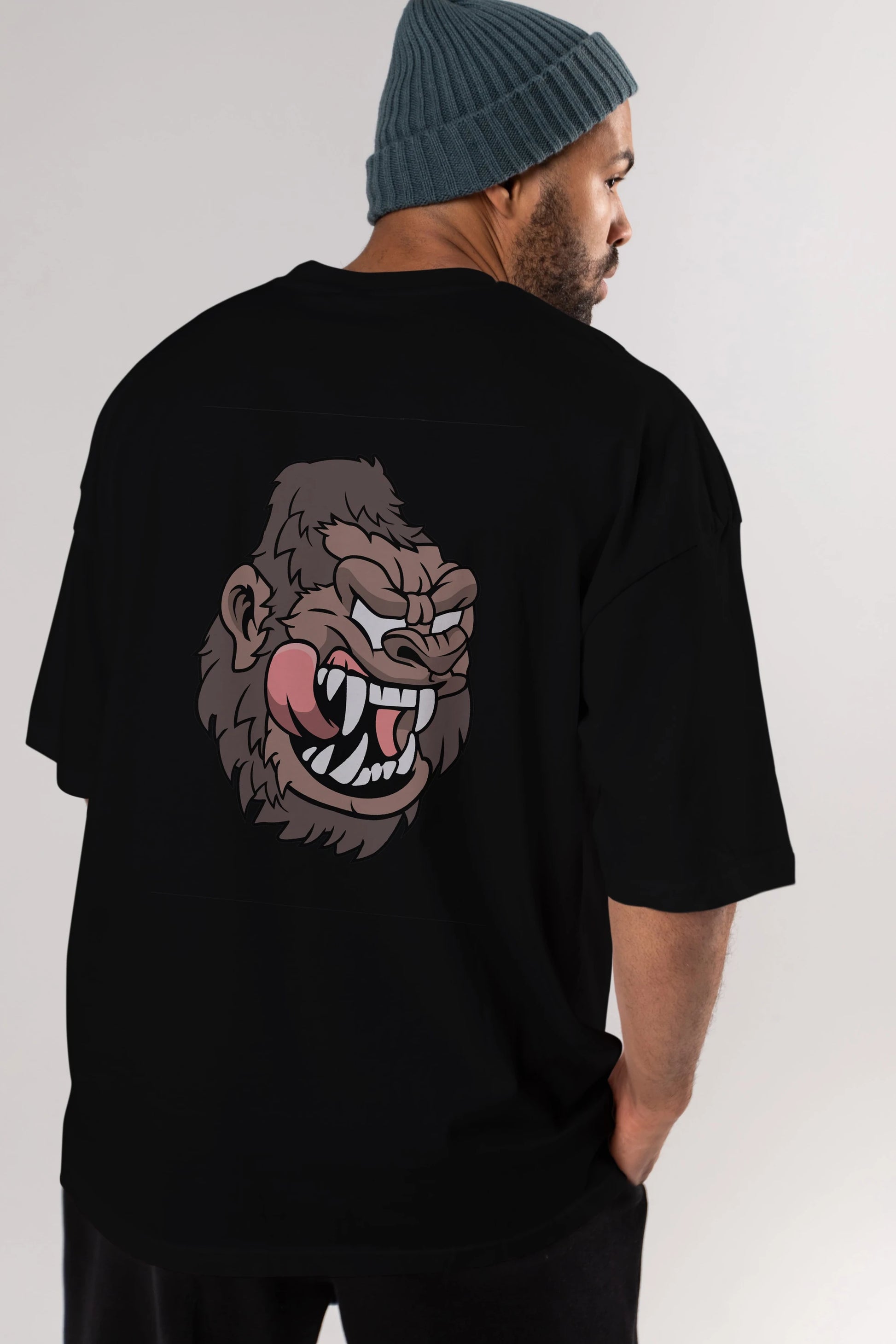 Big Gorilla Arka Baskılı Oversize t-shirt Erkek Kadın Unisex %100 Pamuk tişort