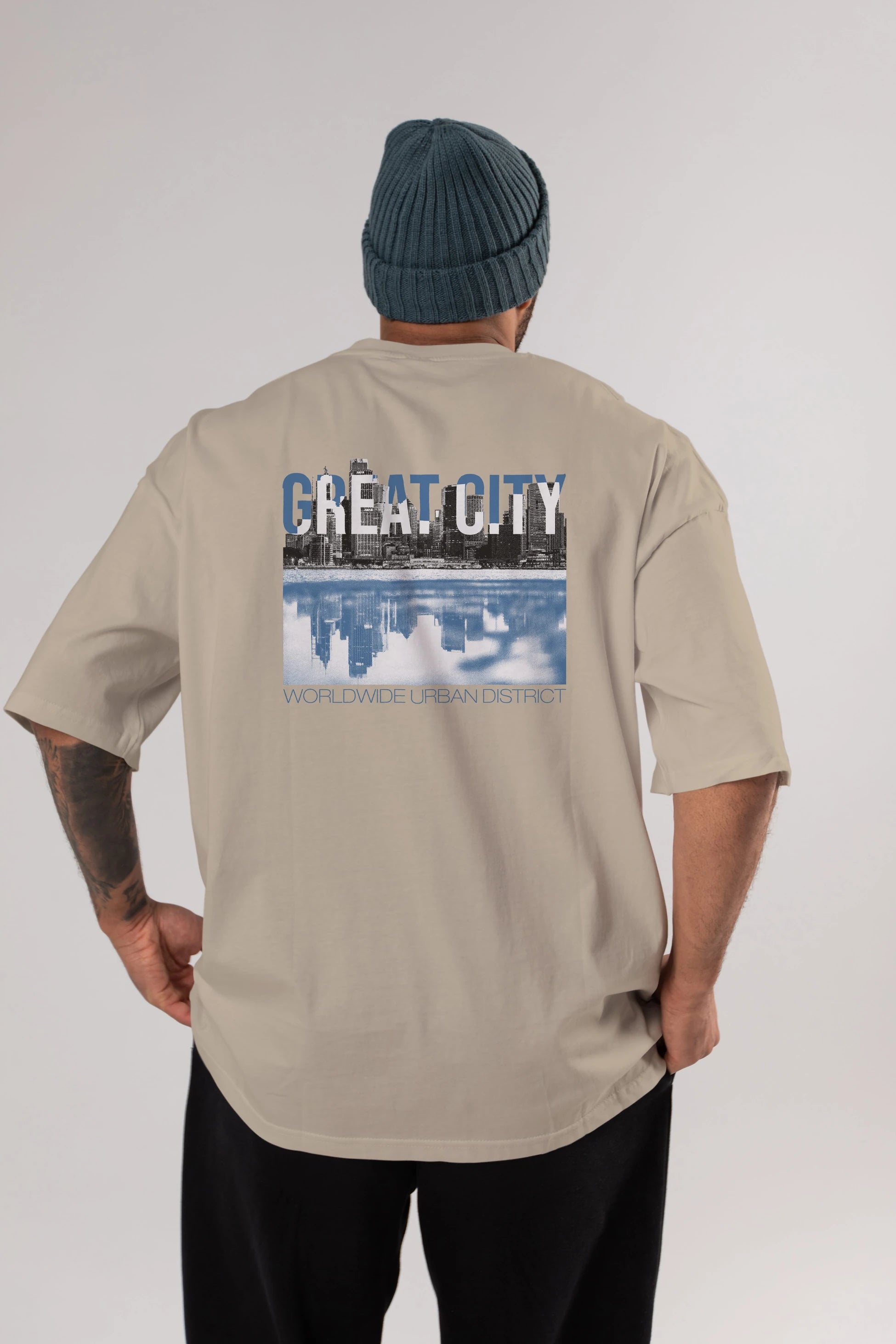 Great City Arka Baskılı Oversize t-shirt Erkek Kadın Unisex