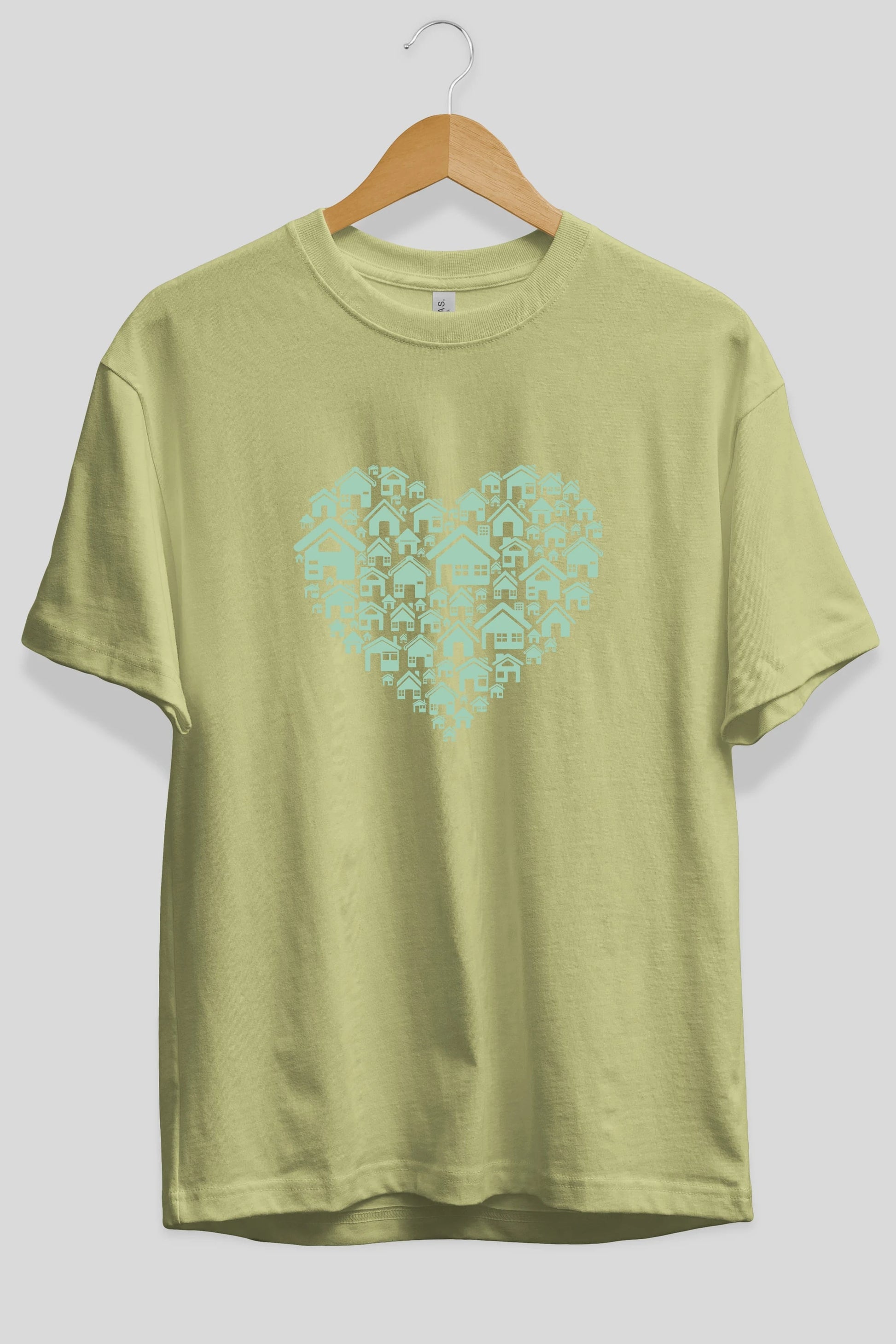 Home Heart Ön Baskılı Oversize t-shirt %100 pamuk Erkek Kadın Unisex