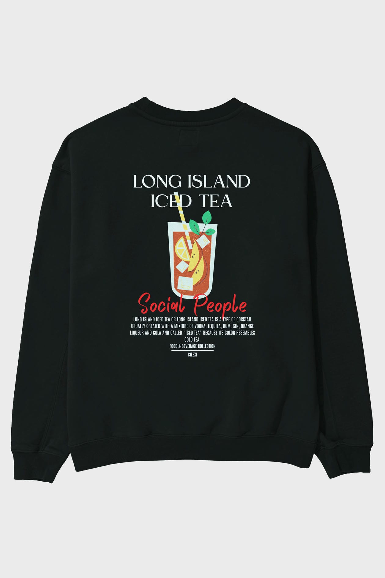 Long Island iced tea Arka Baskılı Oversize Sweatshirt Erkek Kadın Unisex