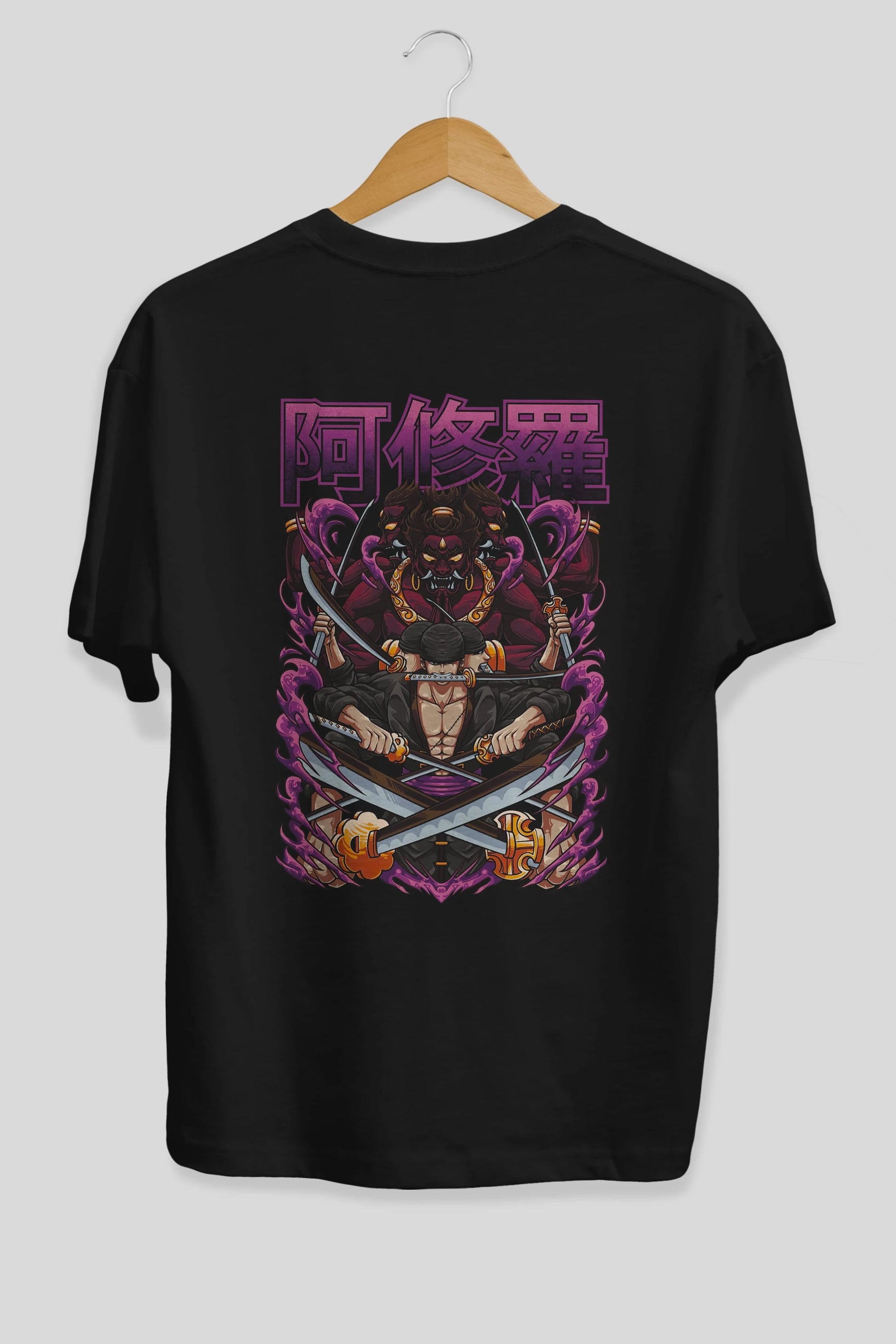 Roronoa Zoro 1 Anime Arka Baskılı Oversize t-shirt Erkek Kadın Unisex