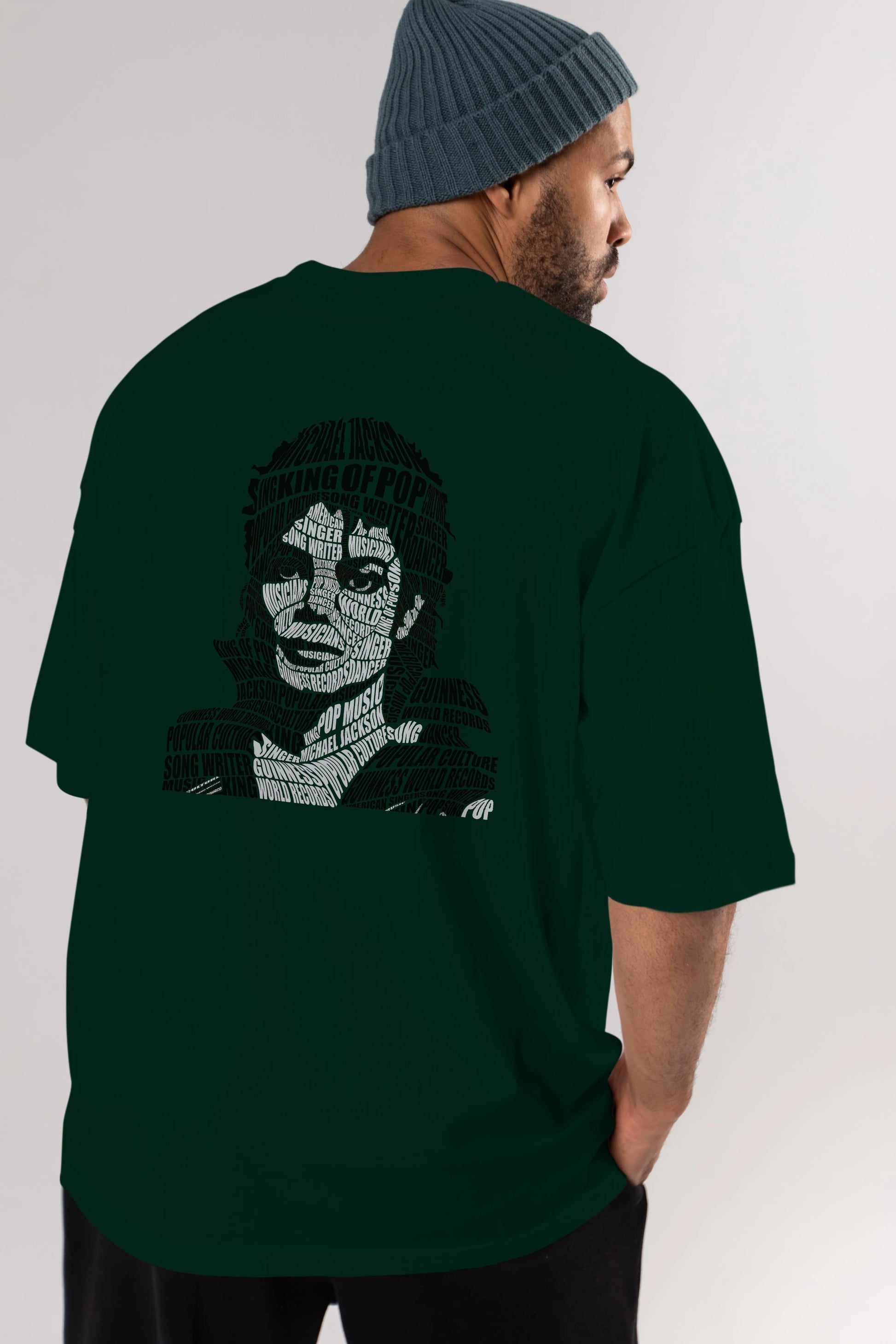 Michael Jackson Calligram Arka Baskılı Oversize t-shirt %100 pamuk Erkek Kadın Unisex