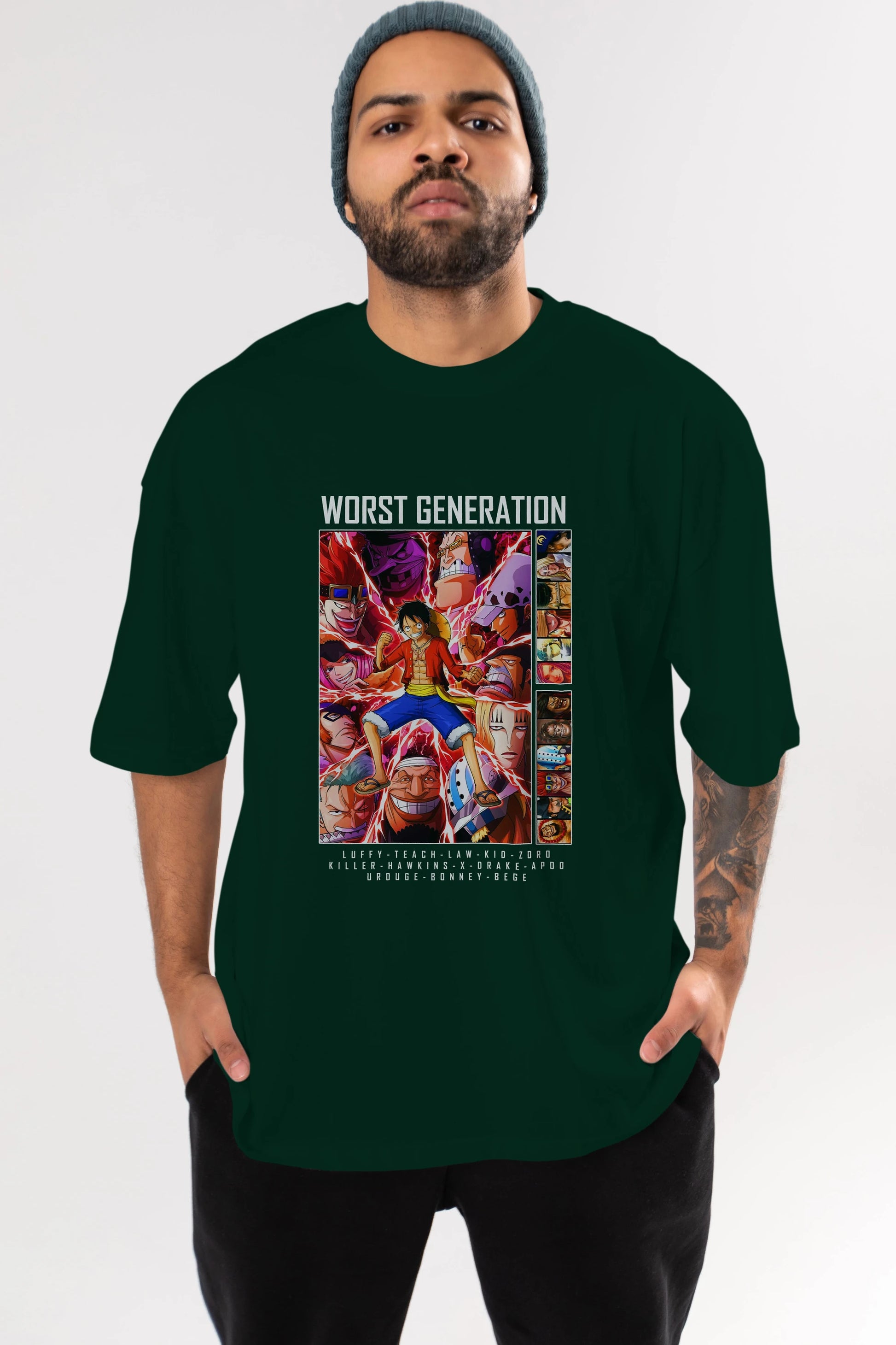 Worst Generation Anime Ön Baskılı Oversize t-shirt Erkek Kadın Unisex