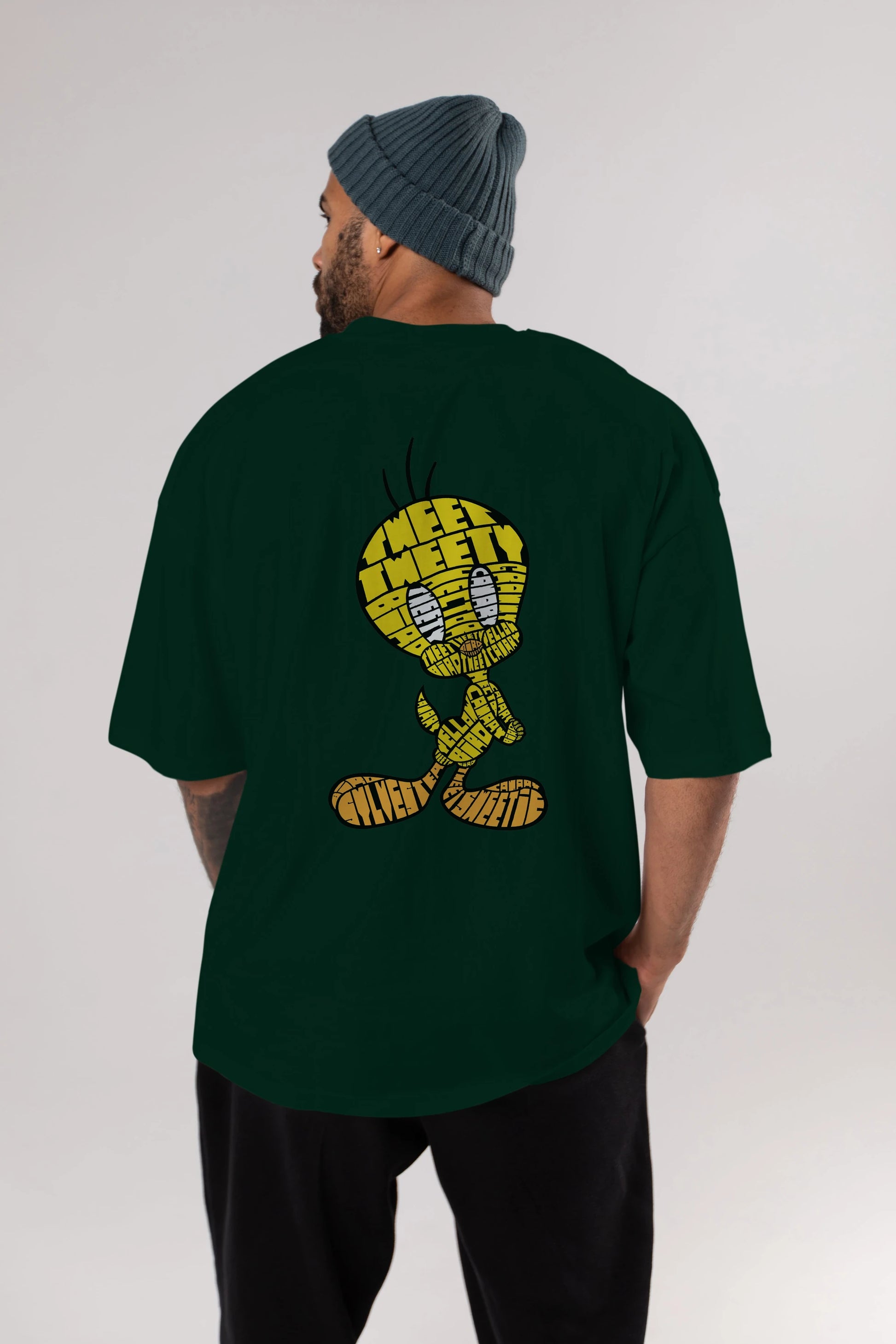 Tweety Arka Baskılı Oversize t-shirt %100 pamuk Erkek Kadın Unisex