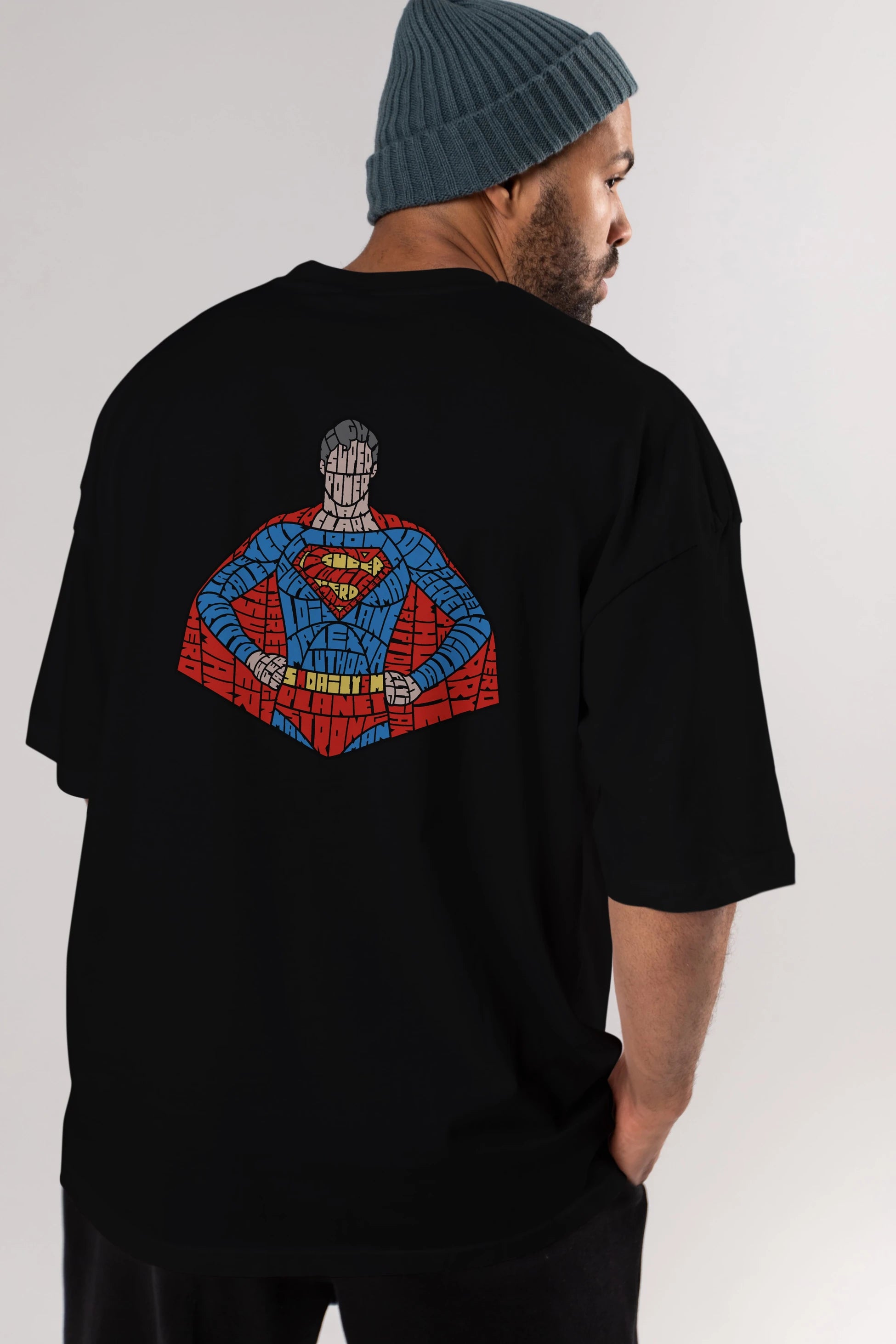 Kryptonian Arka Baskılı Oversize t-shirt %100 pamuk Erkek Kadın Unisex