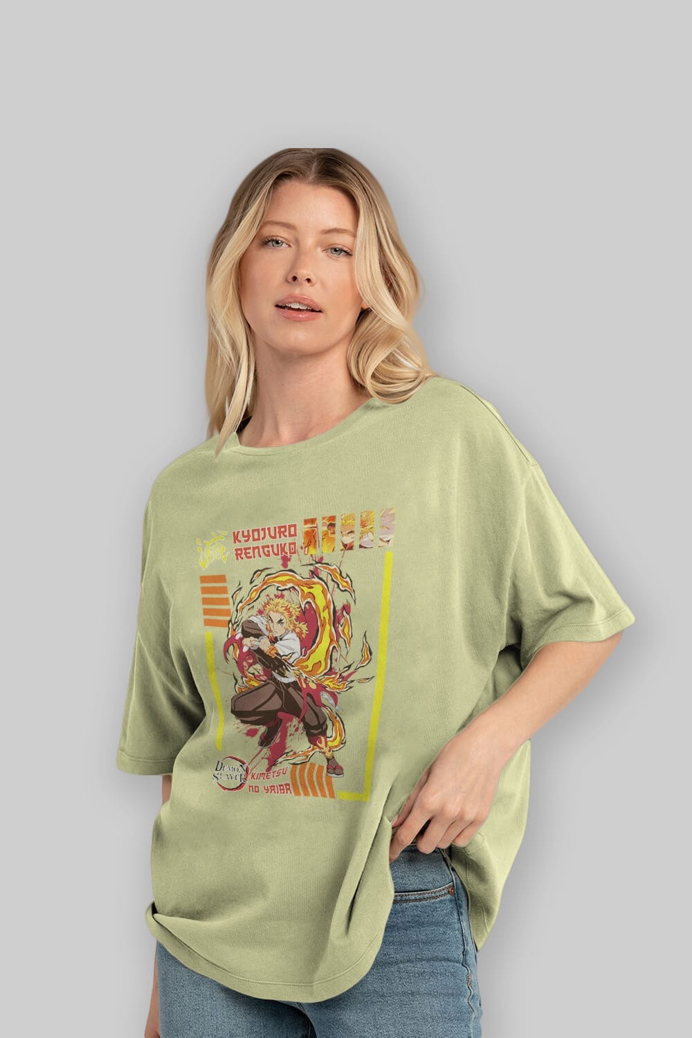 KYOJURO RENGOKU Anime Ön Baskılı Oversize t-shirt %100 pamuk Erkek Kadın Unisex