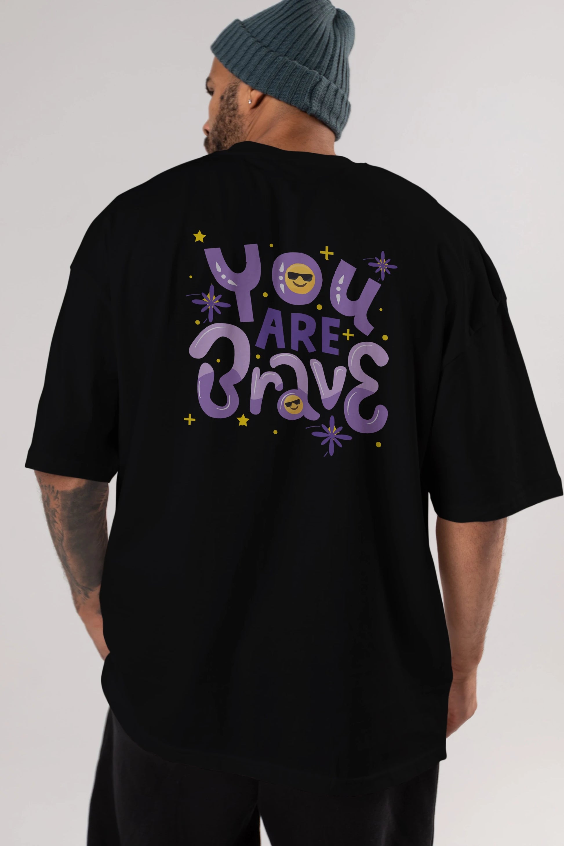 You Are Brave Yazılı Arka Baskılı Oversize t-shirt Erkek Kadın Unisex