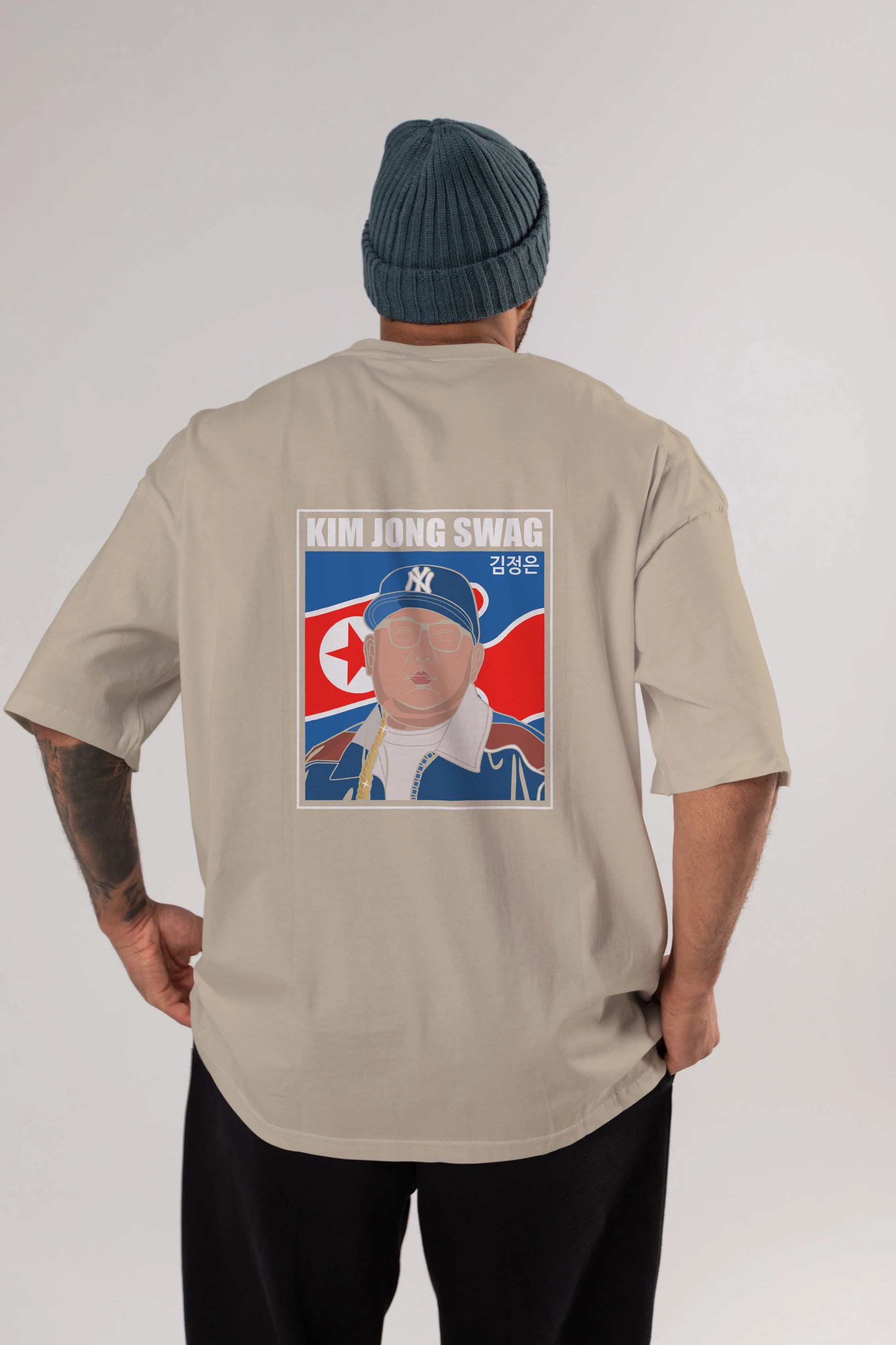 King Jong Swag Arka Baskılı Oversize t-shirt Erkek Kadın Unisex %100 Pamuk tişort