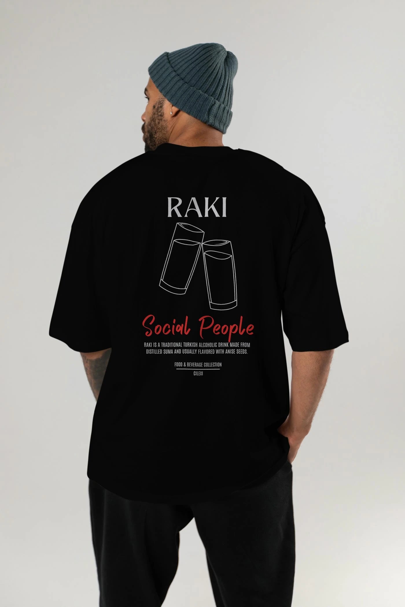 Rakı Kokteyl Serisi Baskılı Oversize t-shirt Erkek Kadın Unisex %100 Pamuk Bisiklet Yaka tişort