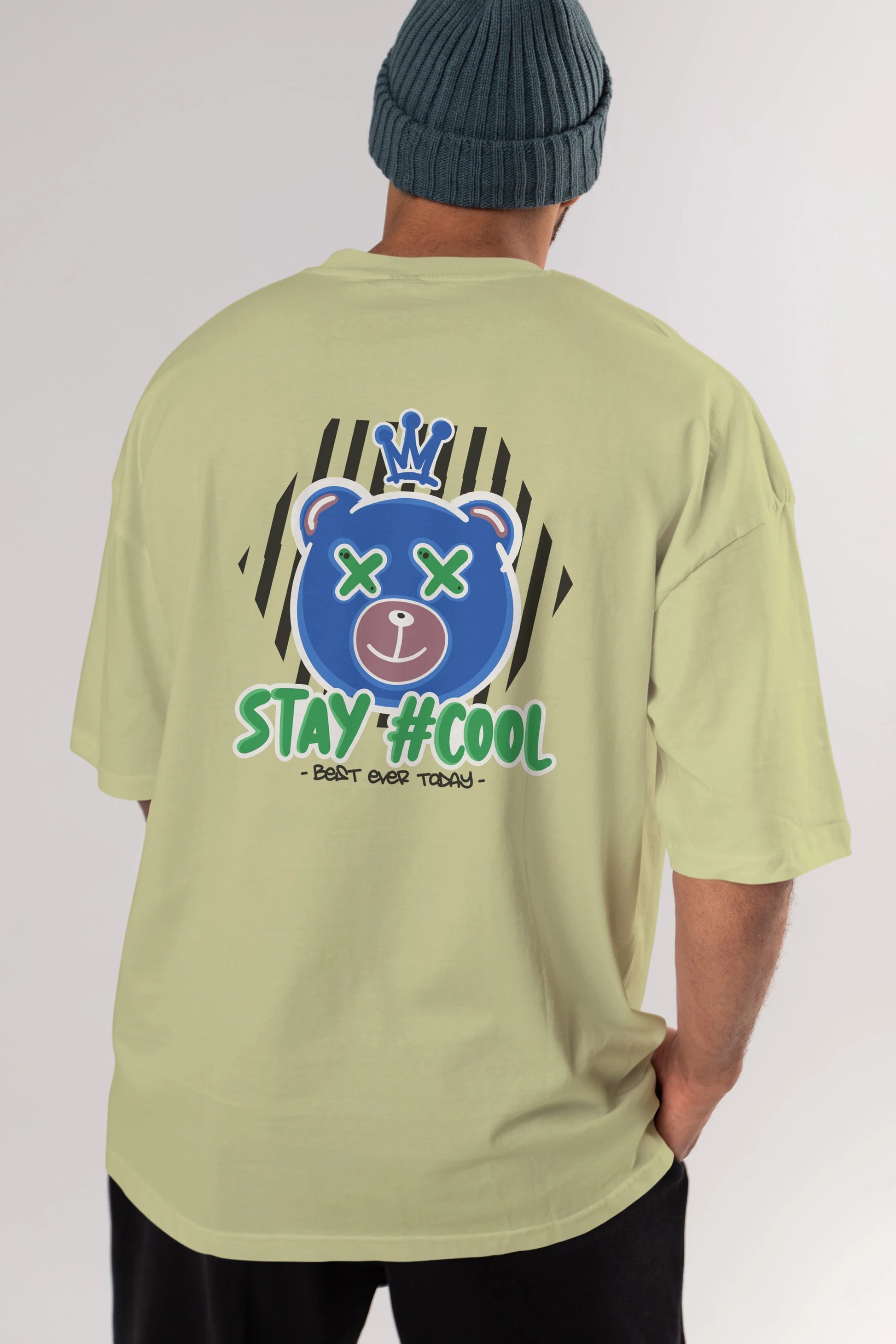 Stay Cool Bear Arka Baskılı Oversize t-shirt Erkek Kadın Unisex