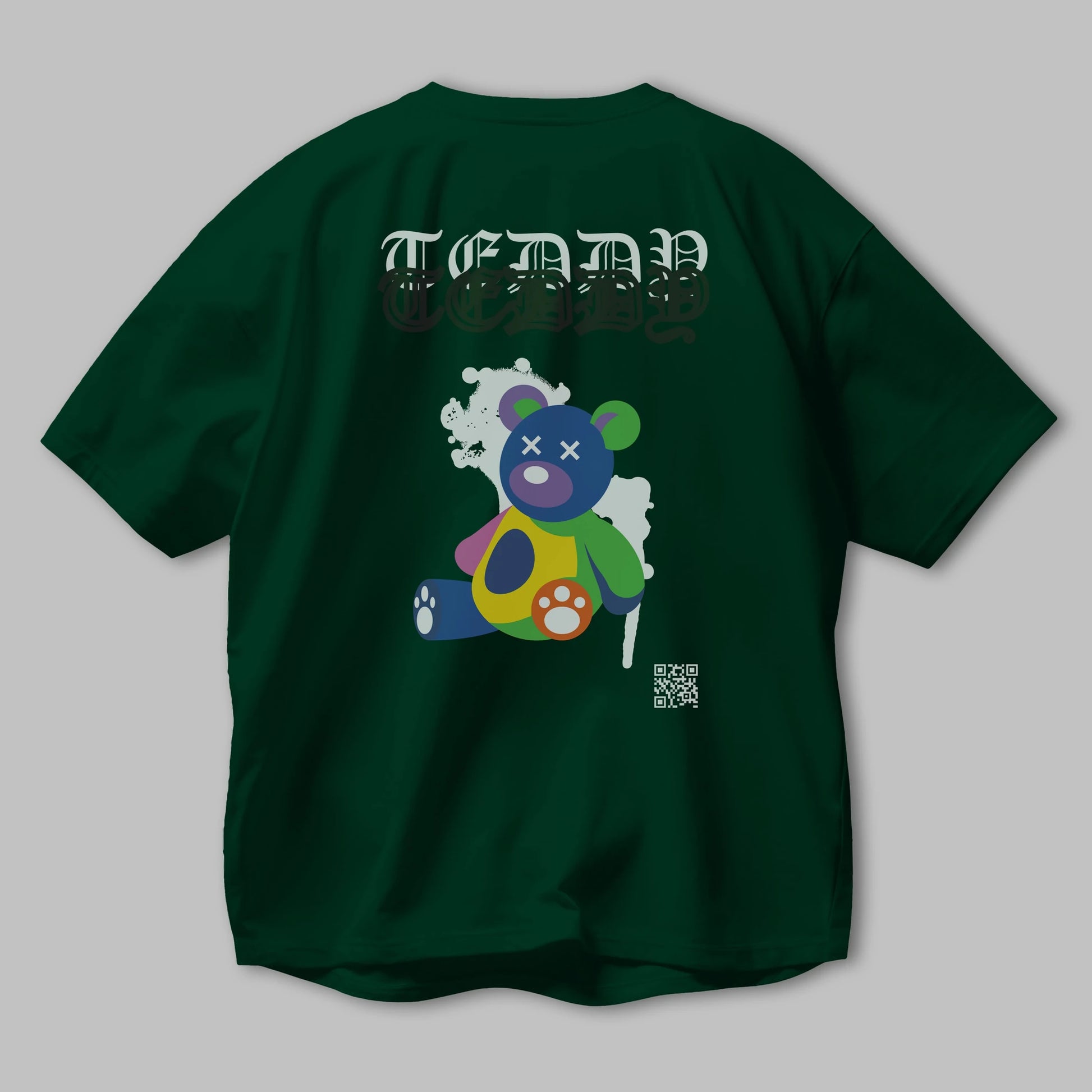 Teddy Bear Arka Baskılı Oversize t-shirt Erkek Kadın Unisex