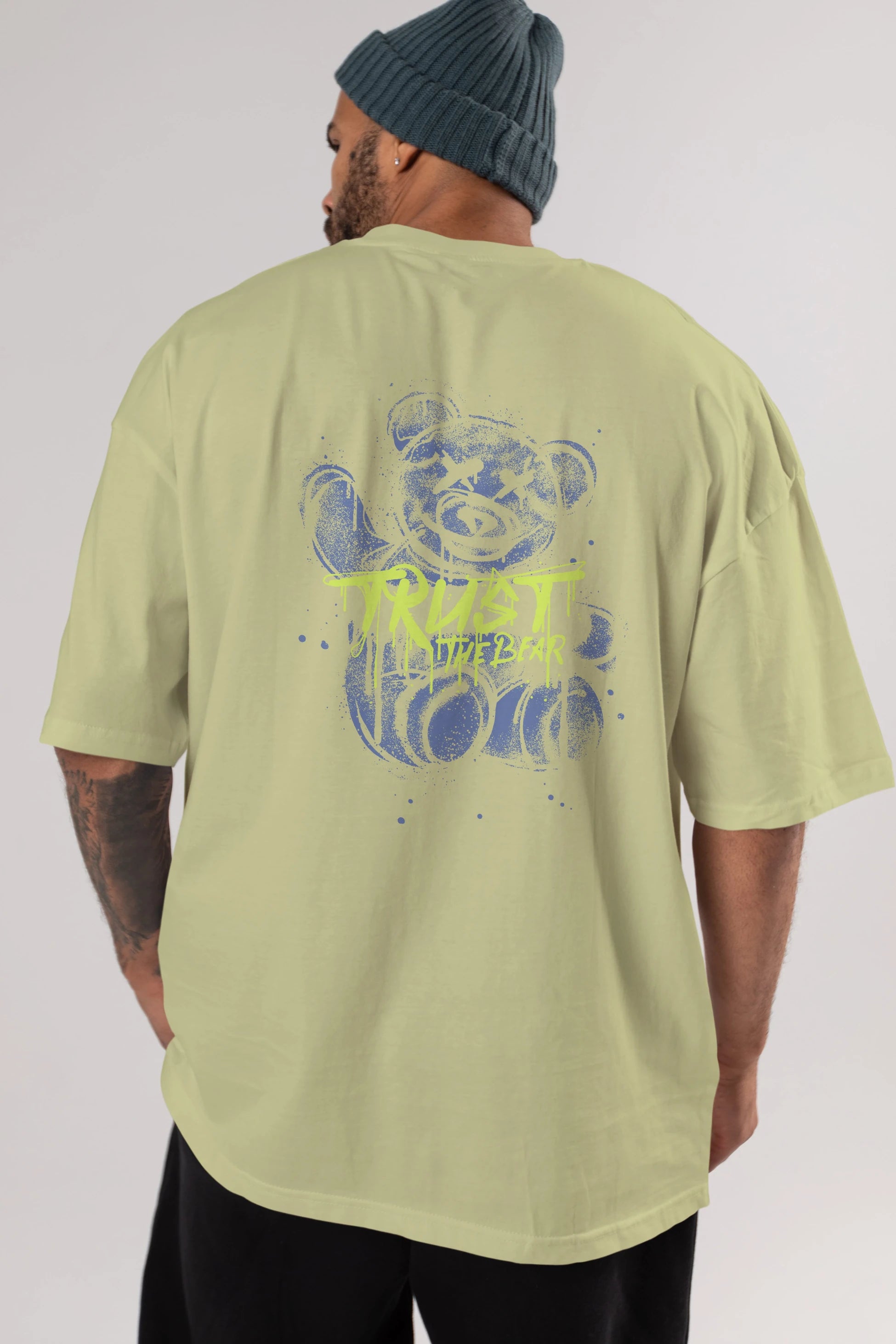 Trust The Bear 4 Arka Baskılı Oversize t-shirt Erkek Kadın Unisex
