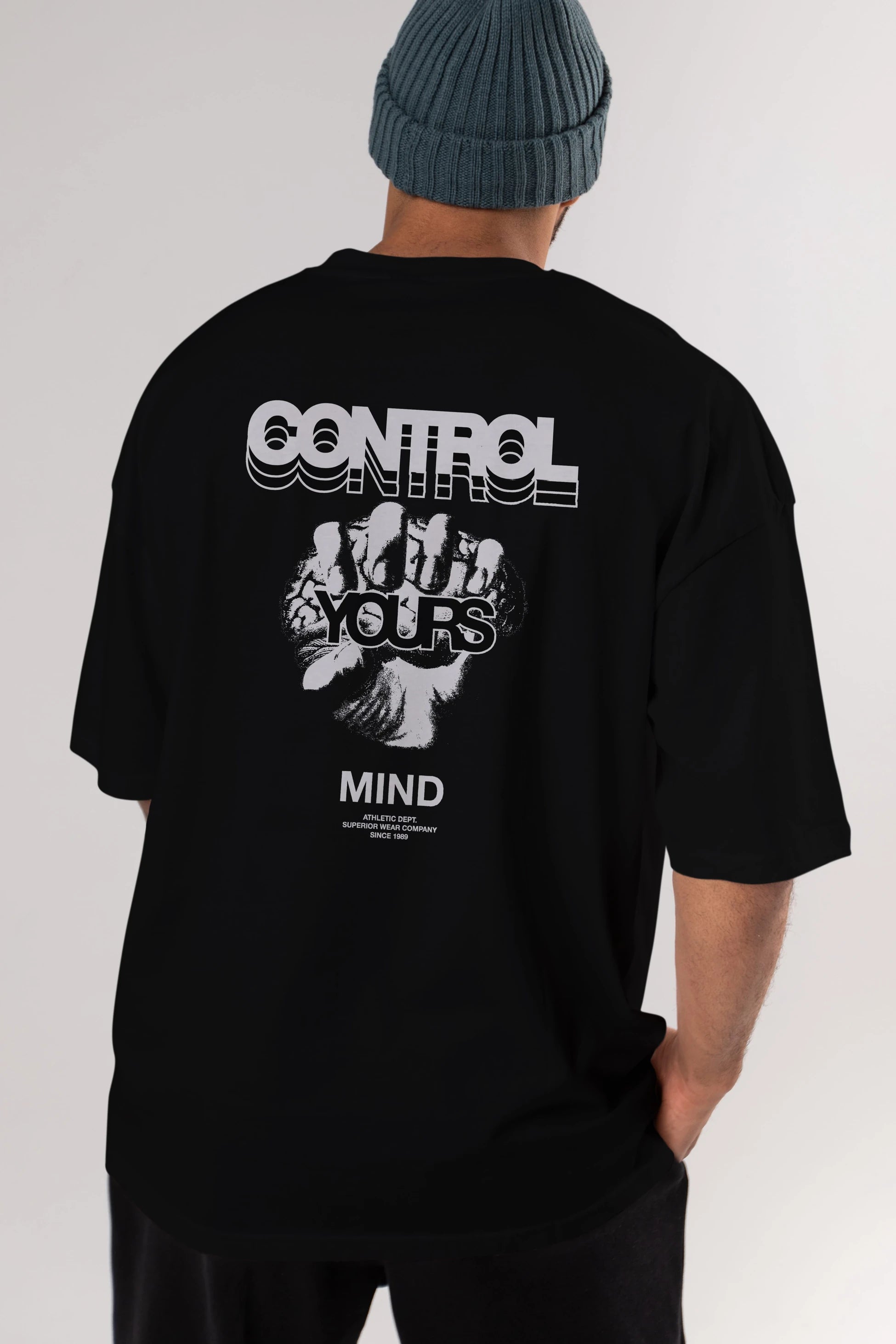 Control Your Mind Arka Baskılı Oversize t-shirt Erkek Kadın Unisex