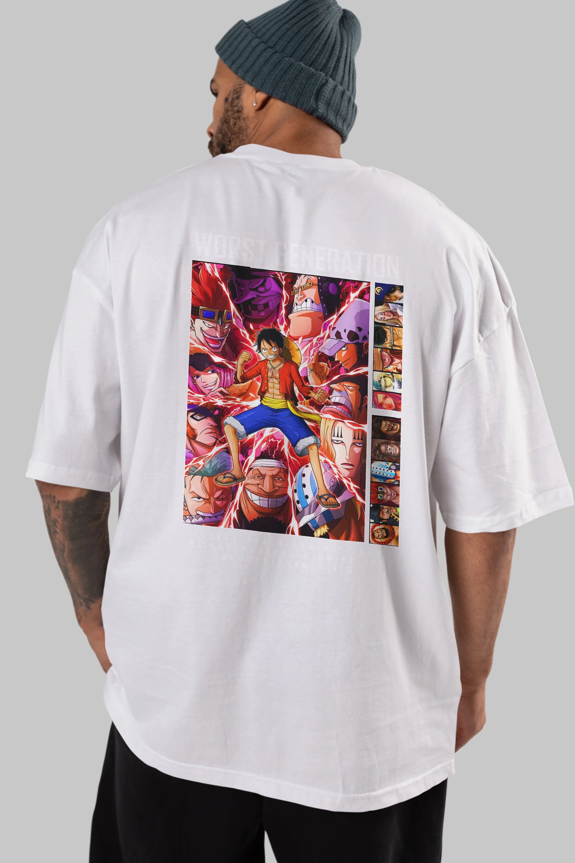 Worst Generation Anime Arka Baskılı Oversize t-shirt Erkek Kadın Unisex %100 pamuk tişort