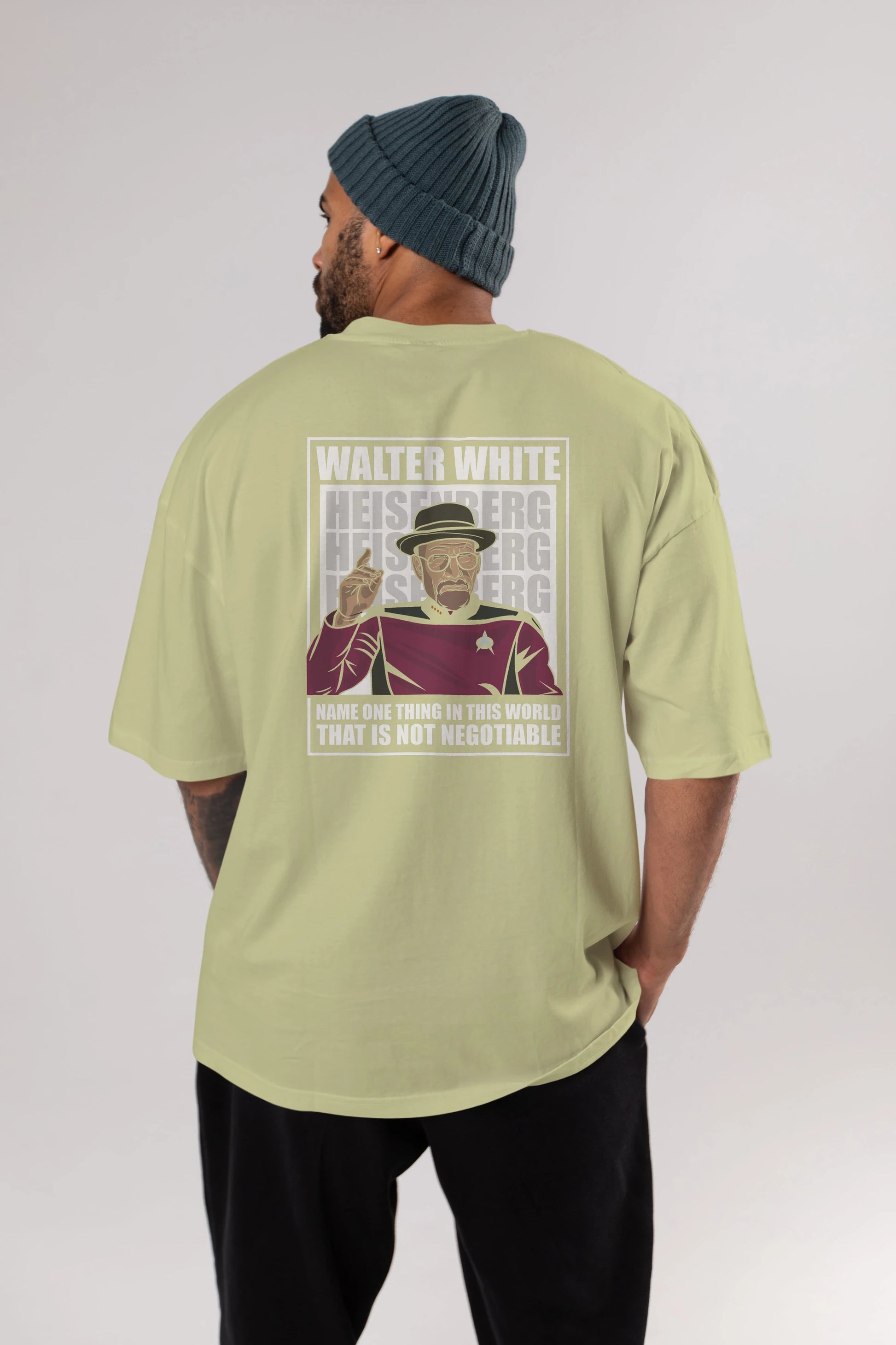 Captain Pixard Heisenberg Arka Baskılı Oversize t-shirt Erkek Kadın Unisex %100 Pamuk tişort