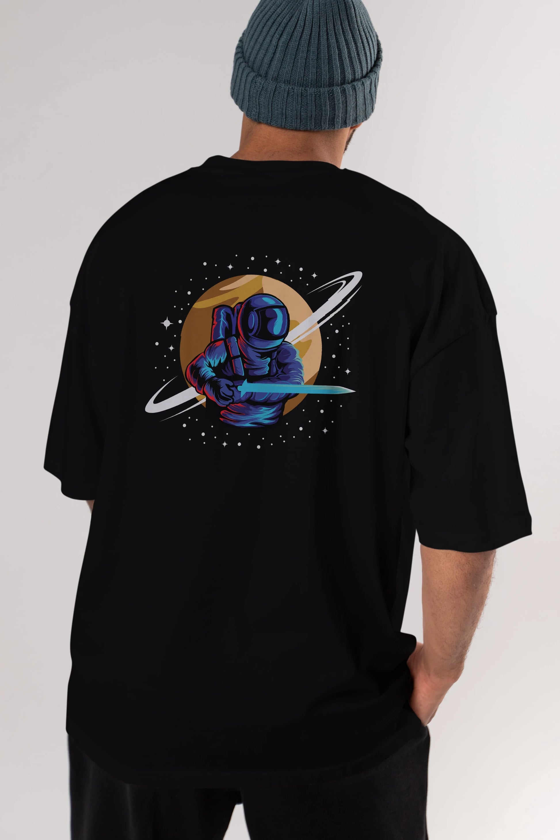 Astro Knight Arka Baskılı Oversize t-shirt Erkek Kadın Unisex