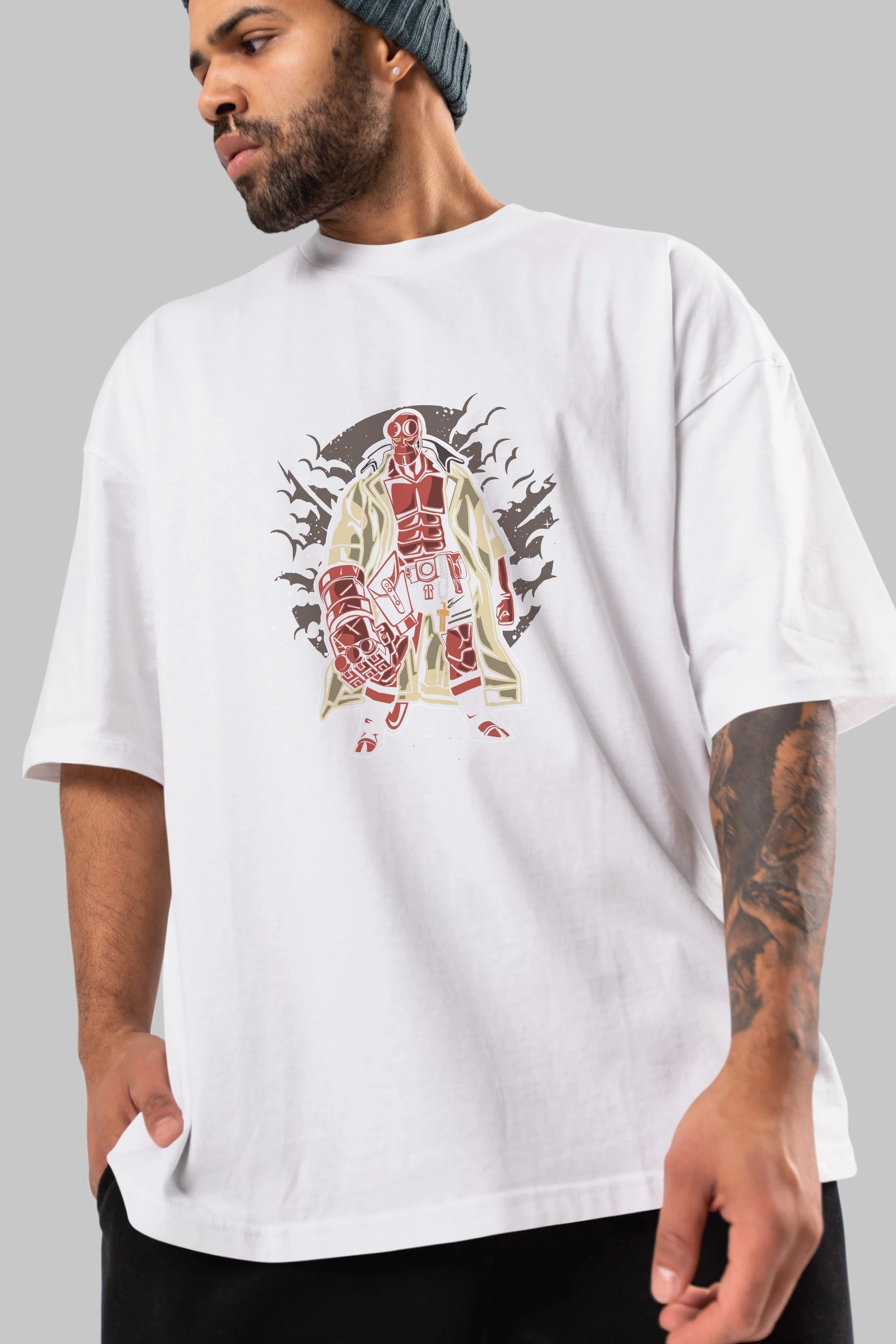 Hellboy Ön Baskılı Oversize t-shirt Erkek Kadın Unisex %100 Pamuk tişort