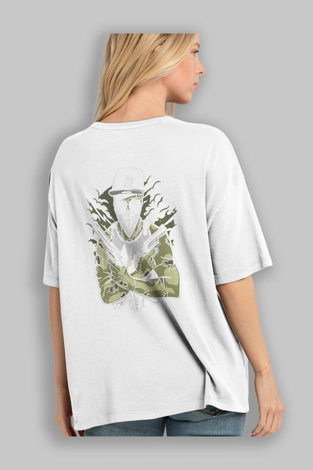 Gangsta Zombie Arka Baskılı Oversize t-shirt Erkek Kadın Unisex %100 Pamuk
