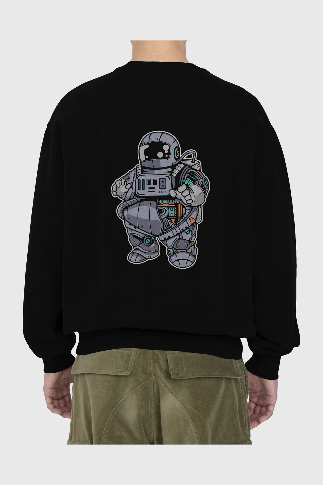Fat Astronaut Robot Arka Baskılı Oversize Sweatshirt Erkek Kadın Unisex