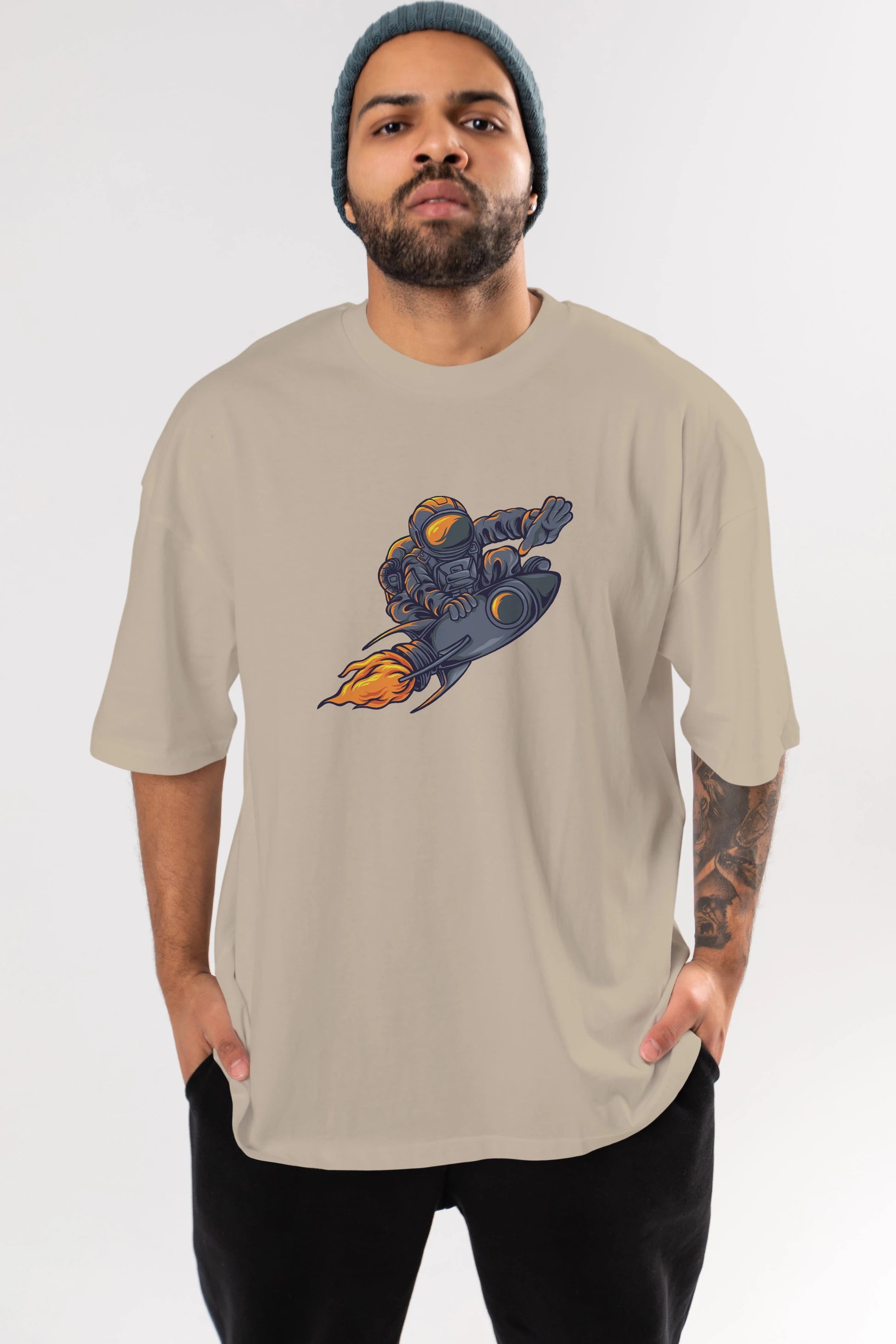 Astrocket Illustration Tshirt Ön Baskılı Oversize t-shirt Erkek Kadın Unisex